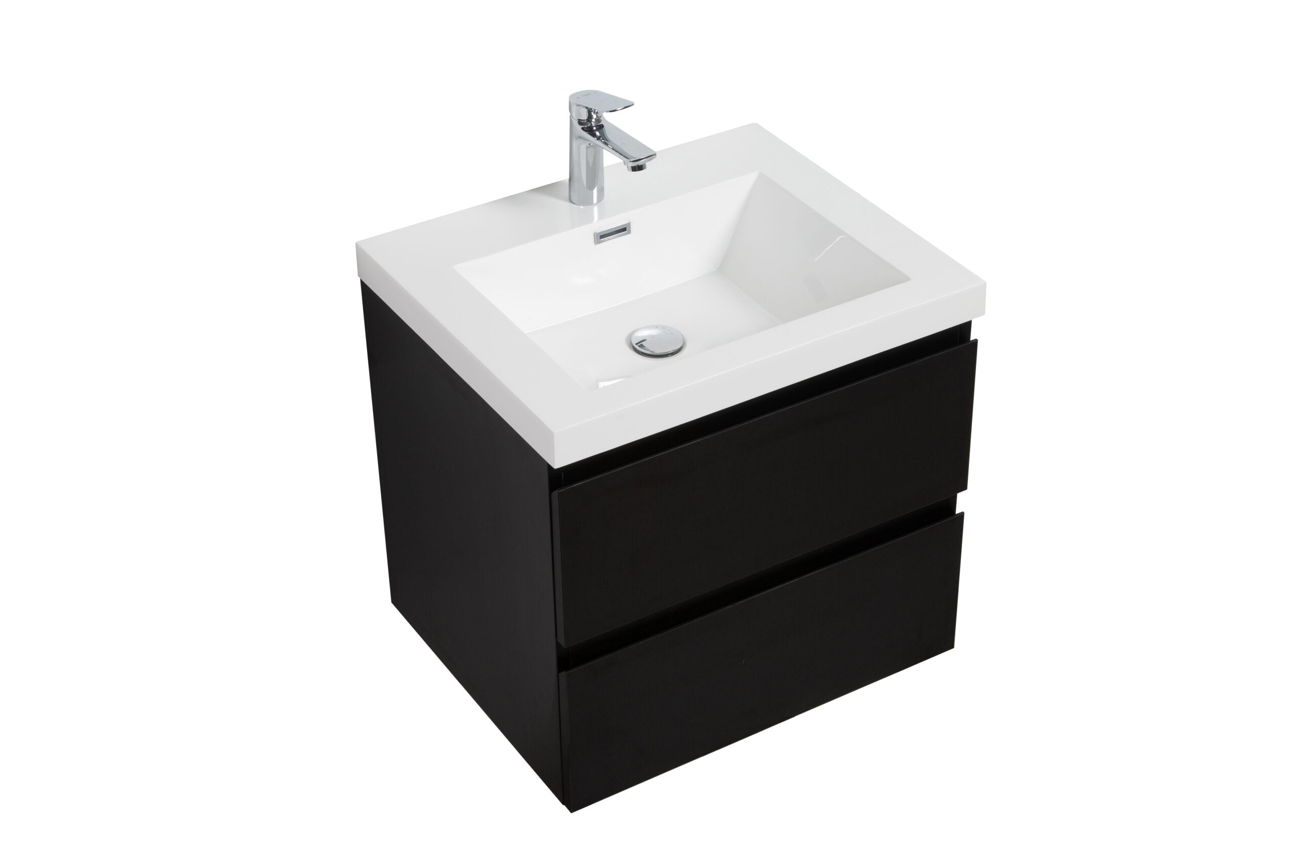 Aurora 24" Glossy Polar White Wall Hung Bathroom Vanity with White Acrylic Countertop