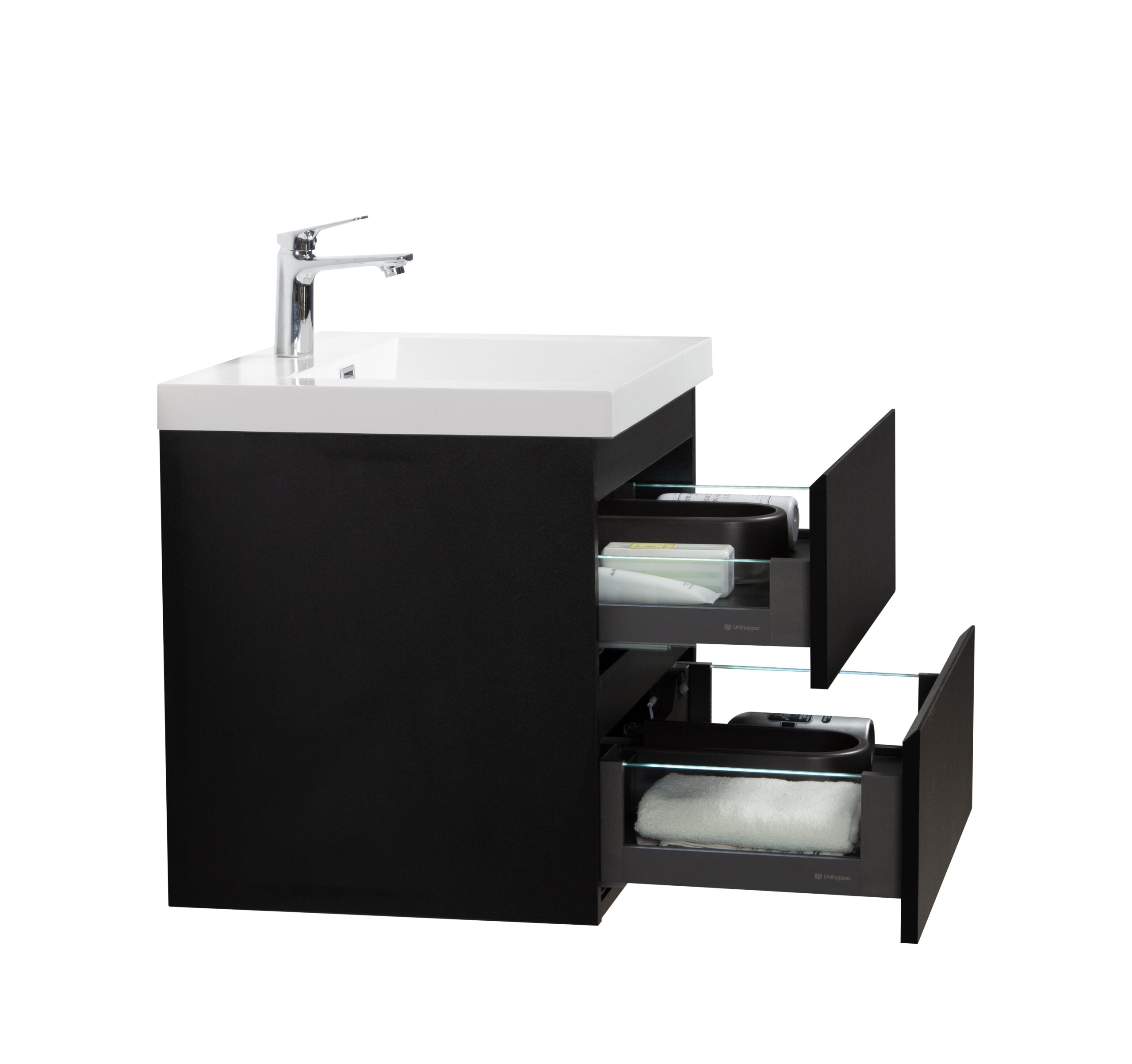 Aurora 24" Glossy Polar White Wall Hung Bathroom Vanity with White Acrylic Countertop