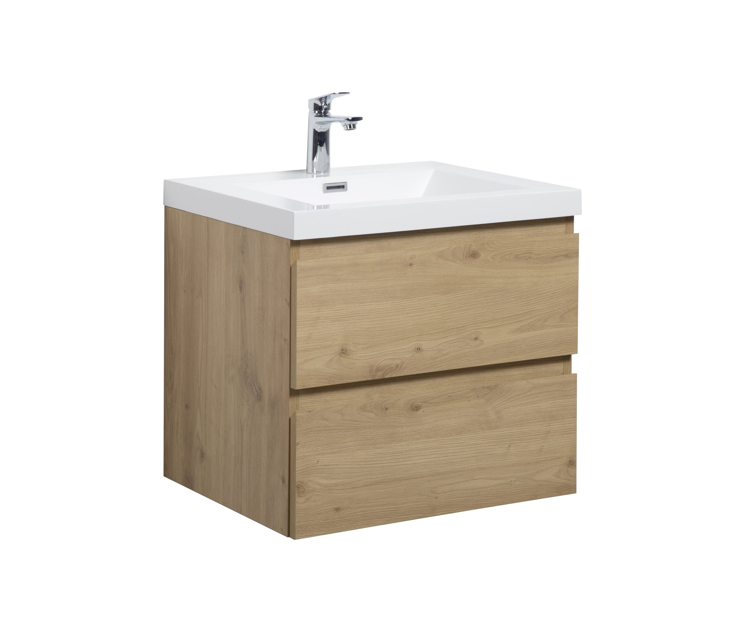 Aurora 24" Glossy Polar White Wall Hung Bathroom Vanity with White Acrylic Countertop