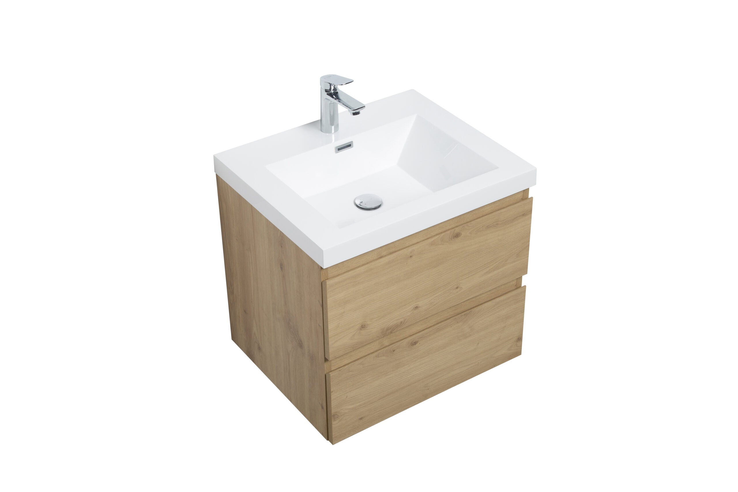 Aurora 24" Glossy Polar White Wall Hung Bathroom Vanity with White Acrylic Countertop
