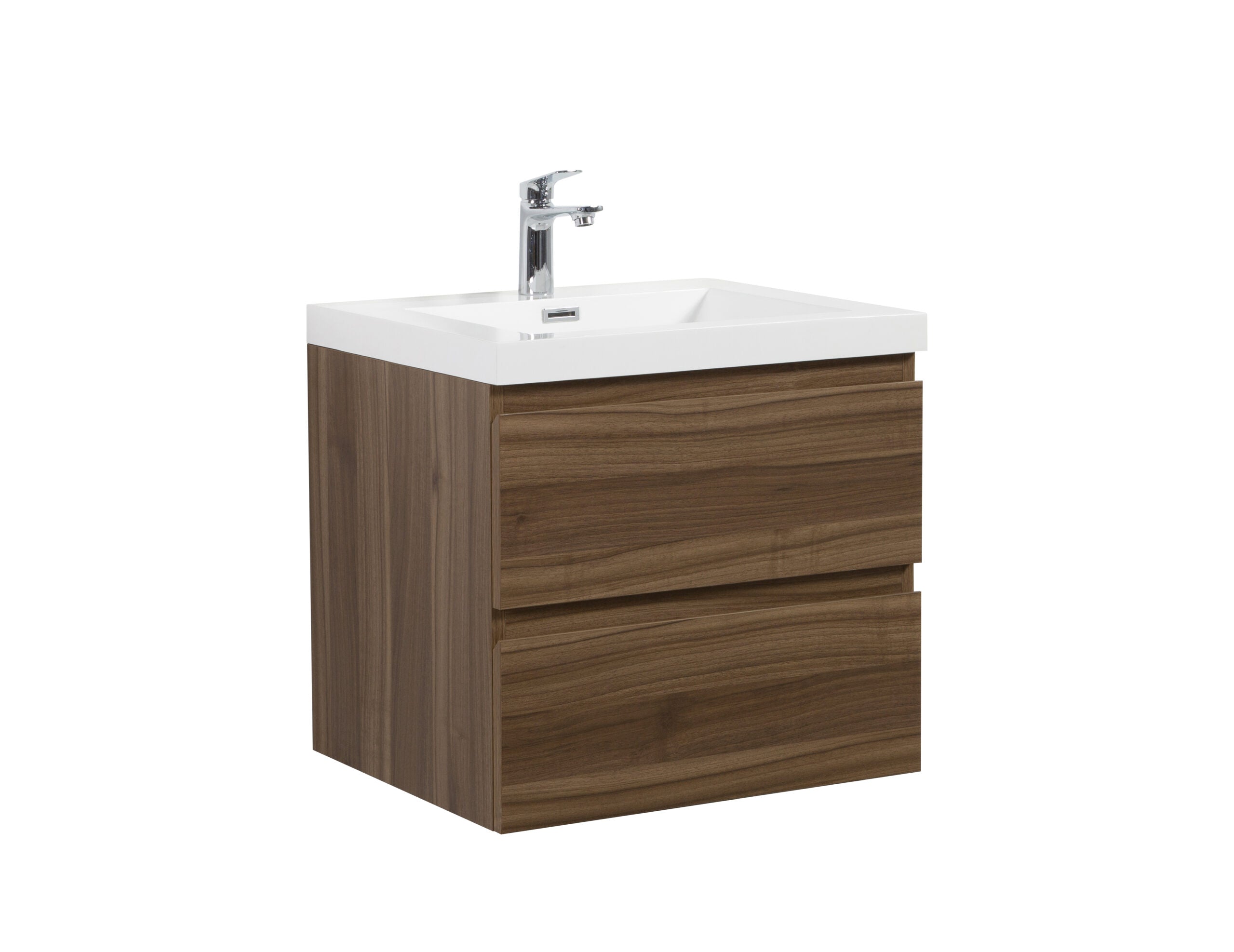 Aurora 24" Glossy Polar White Wall Hung Bathroom Vanity with White Acrylic Countertop