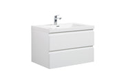 Aurora 30" Glossy Polar White Wall Hung Bathroom Vanity with White Acrylic Countertop