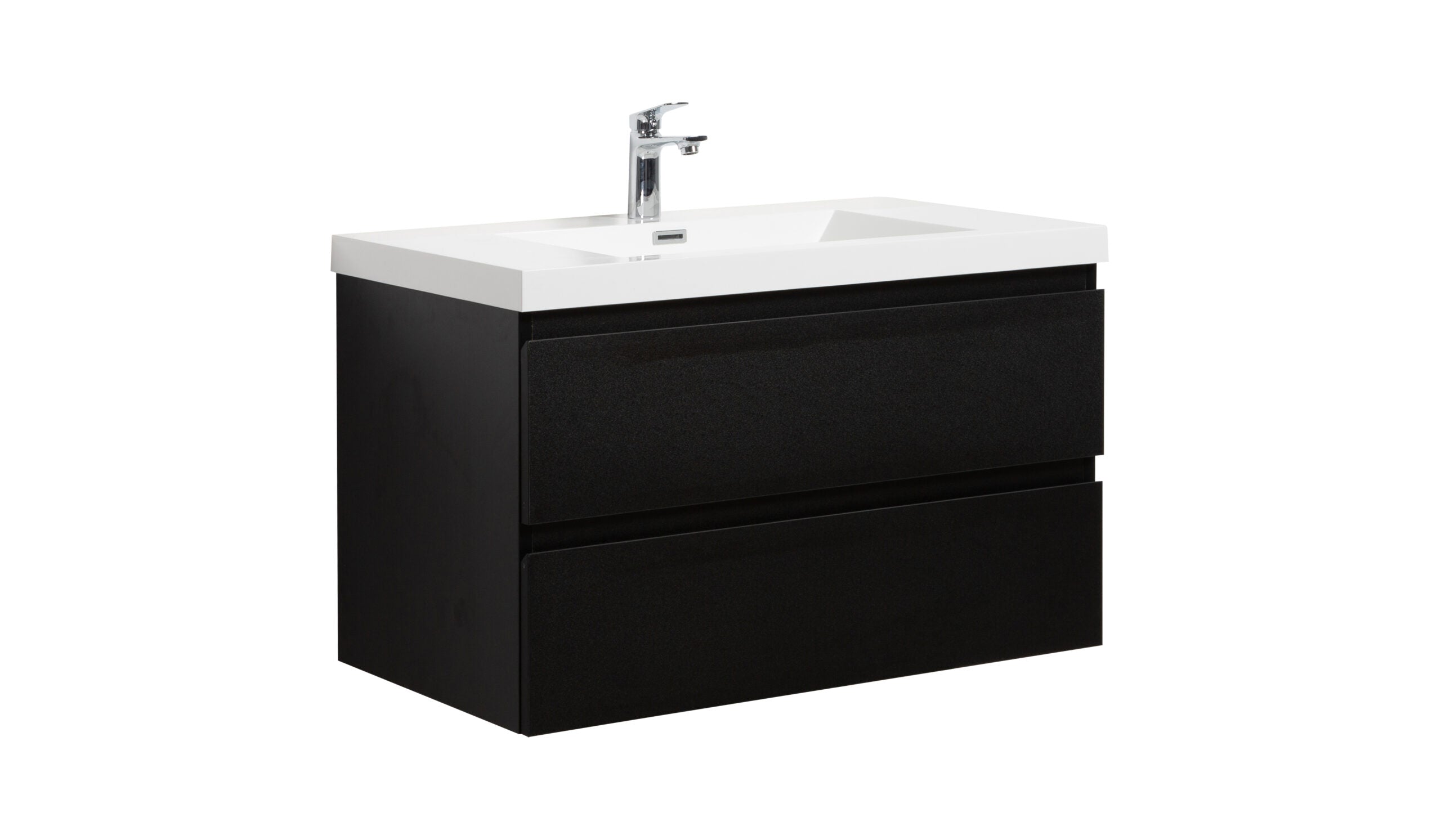 Aurora 36" Glossy Polar White Wall Hung Bathroom Vanity with White Acrylic Countertop