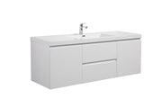 Aurora 60" Wall Hung Single Sink Bathroom Vanity with White Acrylic Countertop