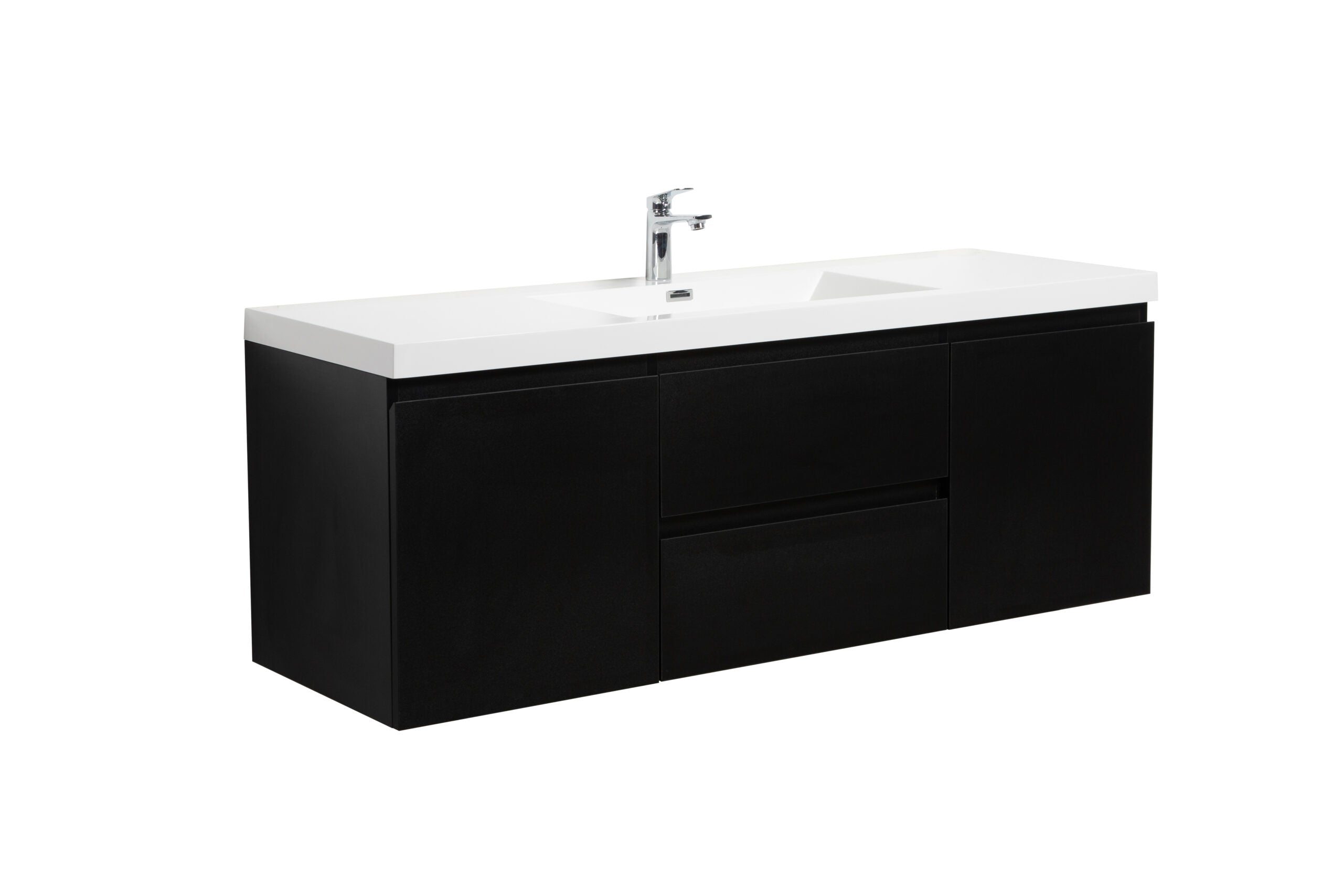 Aurora 60" Wall Hung Single Sink Bathroom Vanity with White Acrylic Countertop