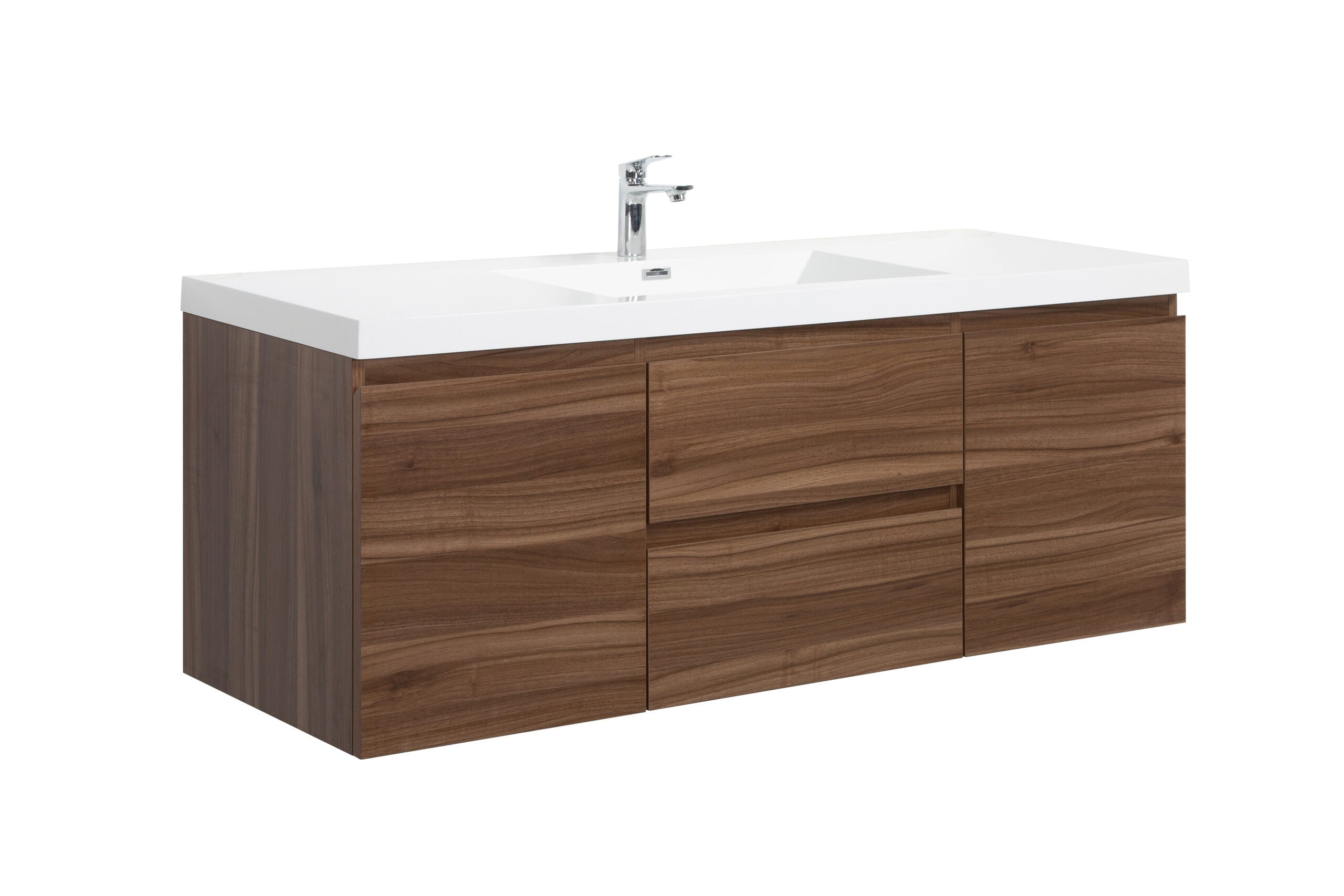 Aurora 60" Wall Hung Single Sink Bathroom Vanity with White Acrylic Countertop