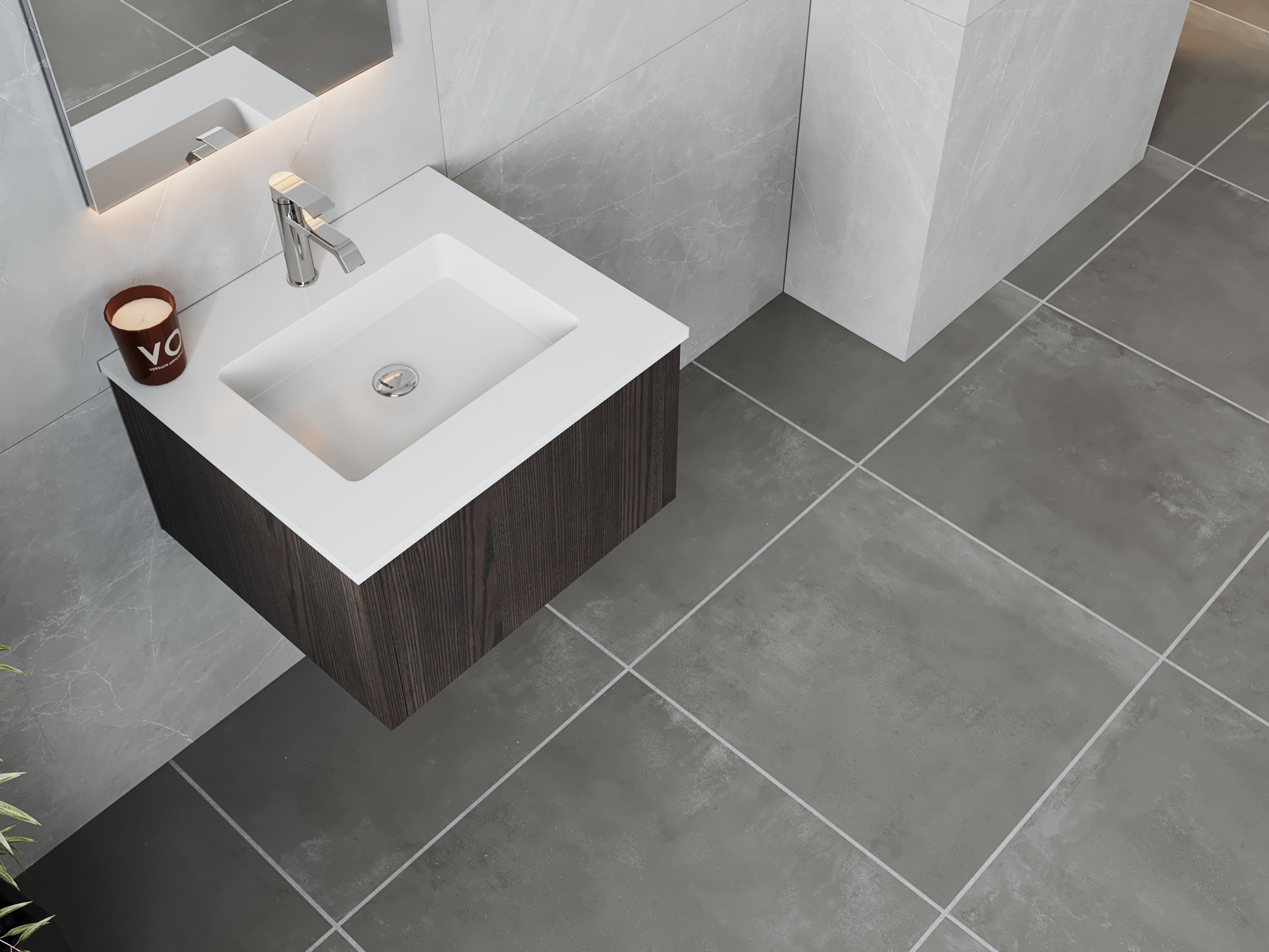 Legno 24" Bathroom Vanity with Matte White VIVA Stone Solid Surface Countertop