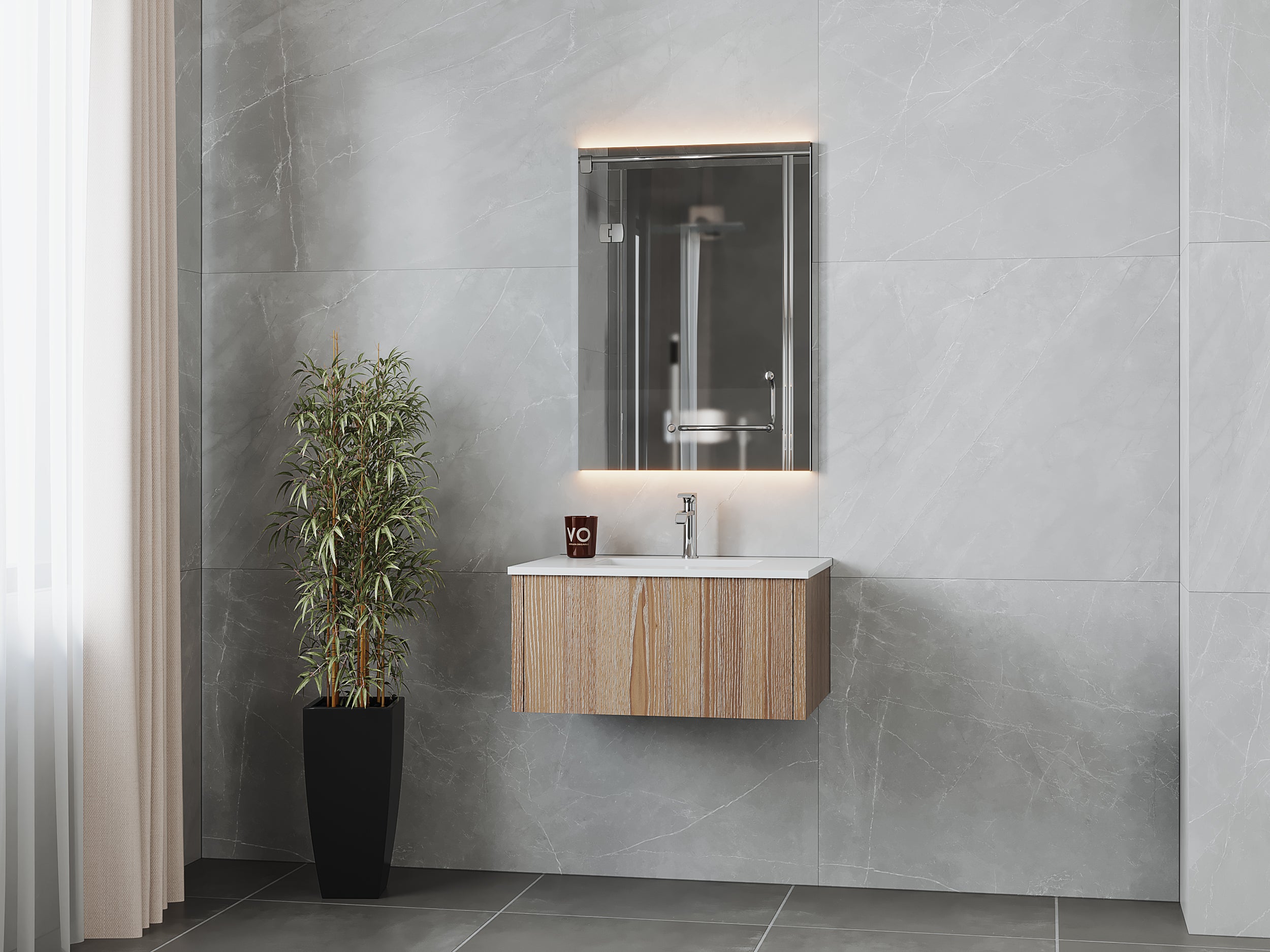 Legno 30" Bathroom Vanity with Matte White VIVA Stone Solid Surface Countertop