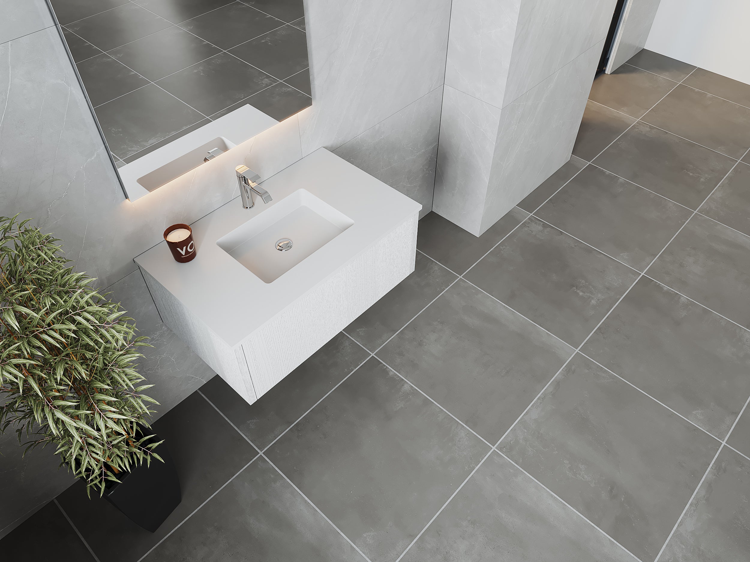 Legno 36" Bathroom Vanity with Matte White VIVA Stone Solid Surface Countertop