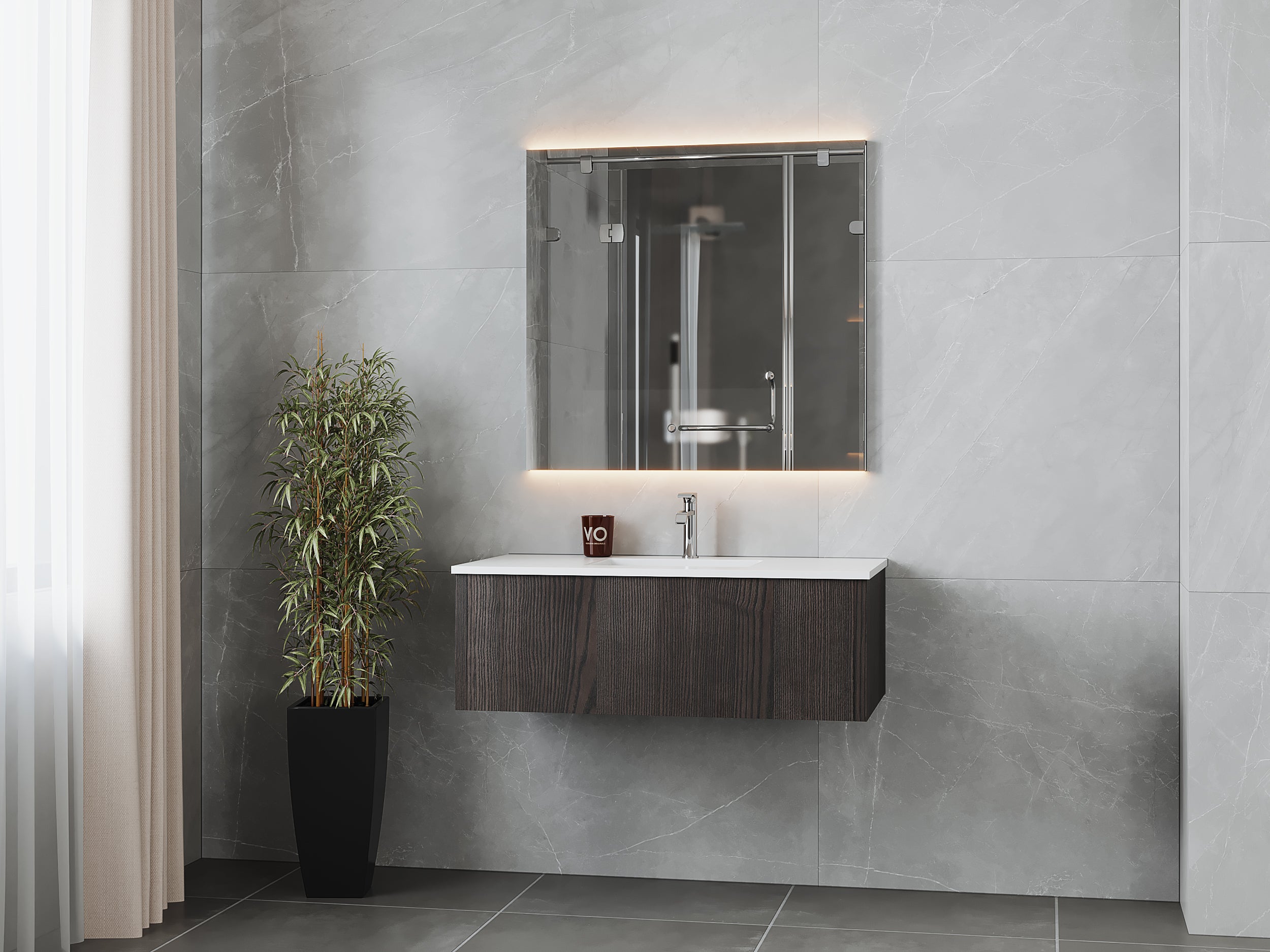 Legno 42" Bathroom Vanity with Matte White VIVA Stone Solid Surface Countertop