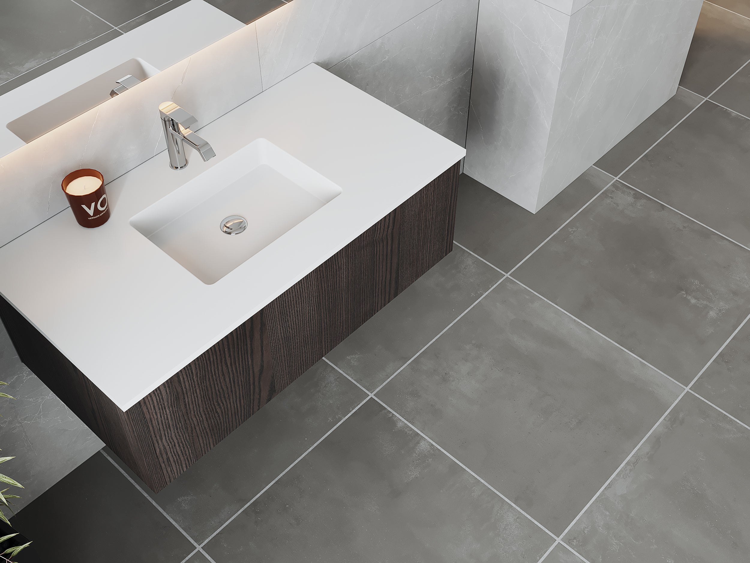 Legno 42" Bathroom Vanity with Matte White VIVA Stone Solid Surface Countertop