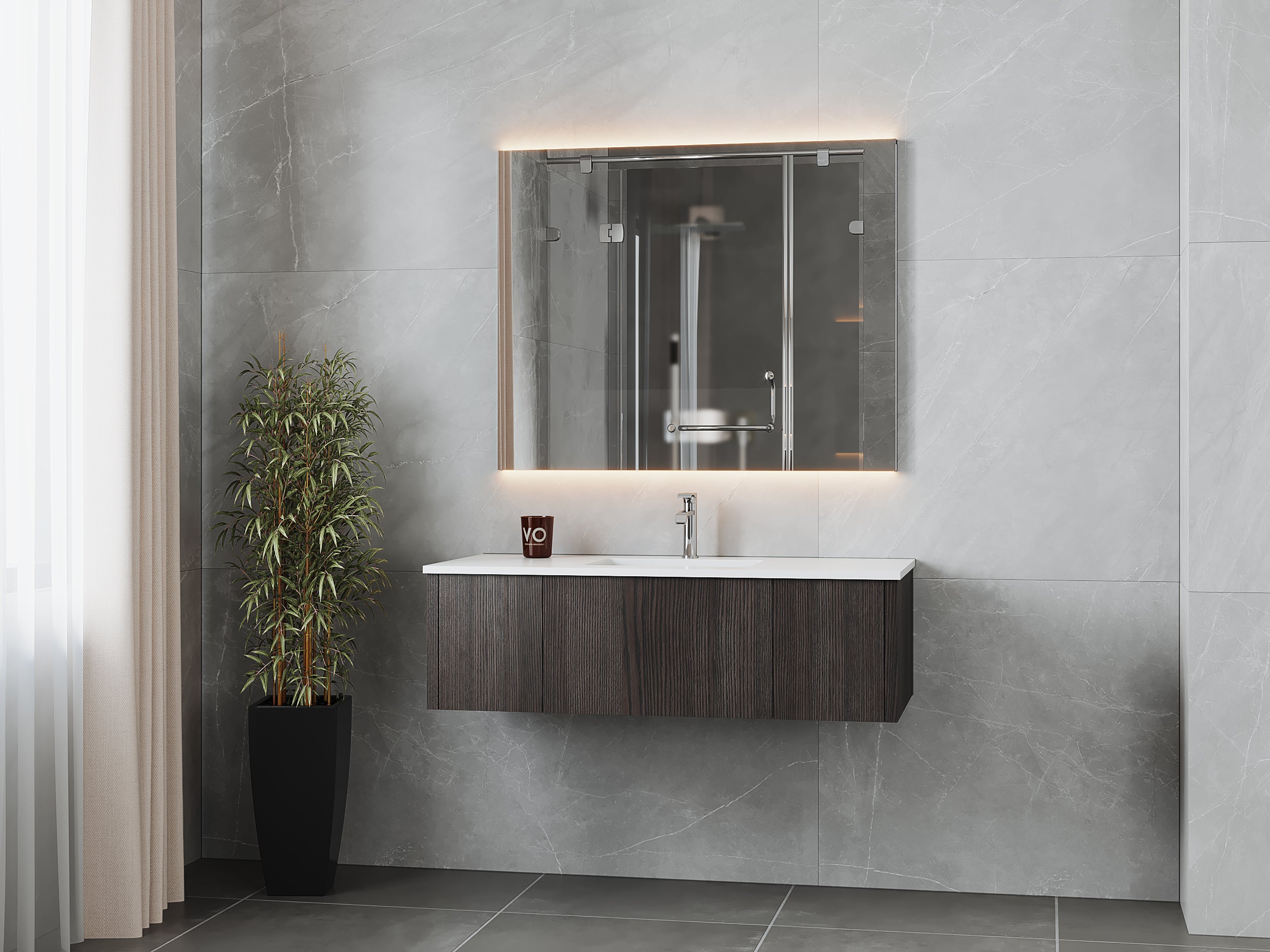 Legno 48" Bathroom Vanity with Matte White VIVA Stone Solid Surface Countertop