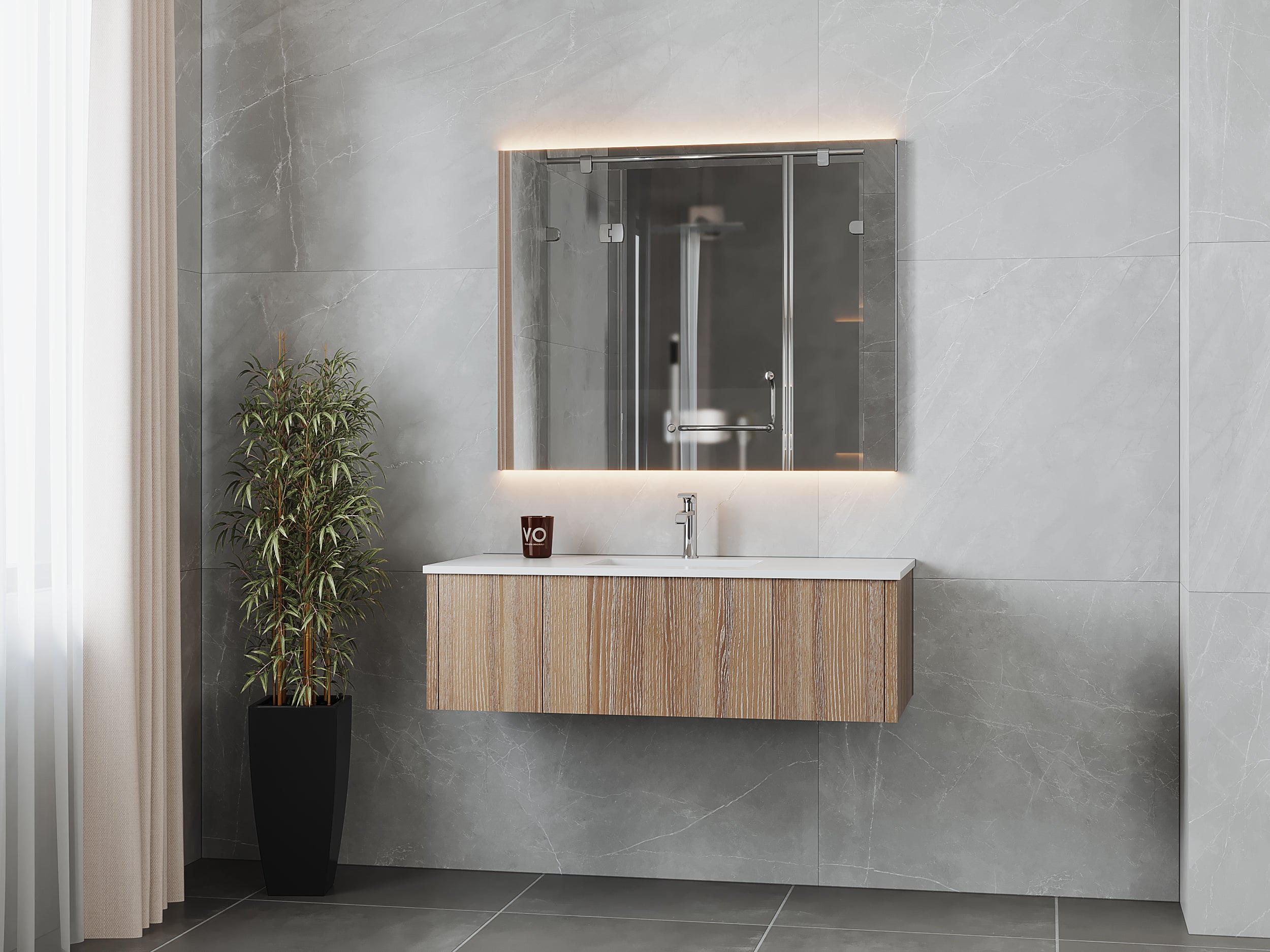 Legno 48" Bathroom Vanity with Matte White VIVA Stone Solid Surface Countertop