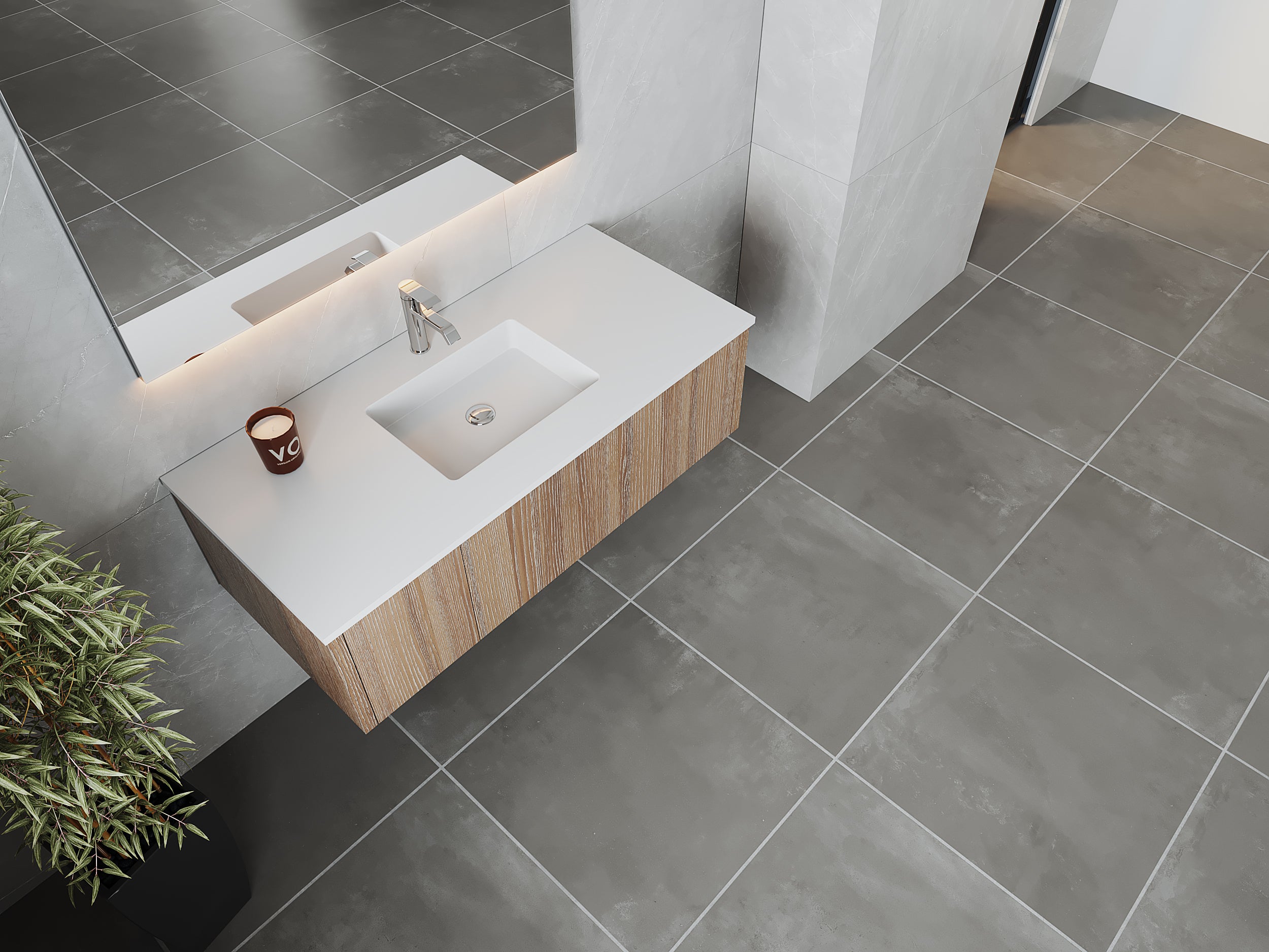 Legno 48" Bathroom Vanity with Matte White VIVA Stone Solid Surface Countertop