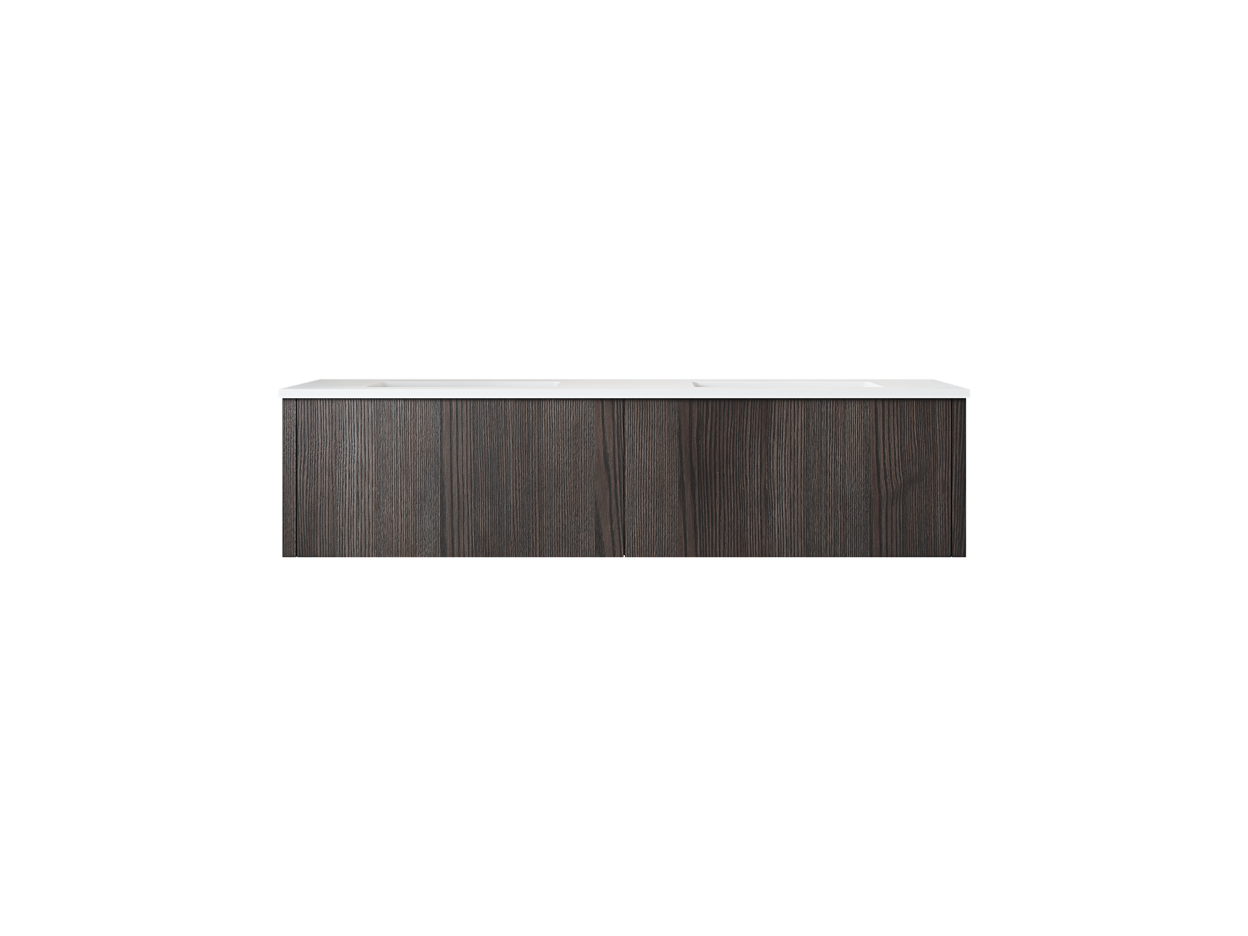 Legno 60" Carbon Oak Double Sink Bathroom Vanity with Matte White VIVA Stone Solid Surface Countertop
