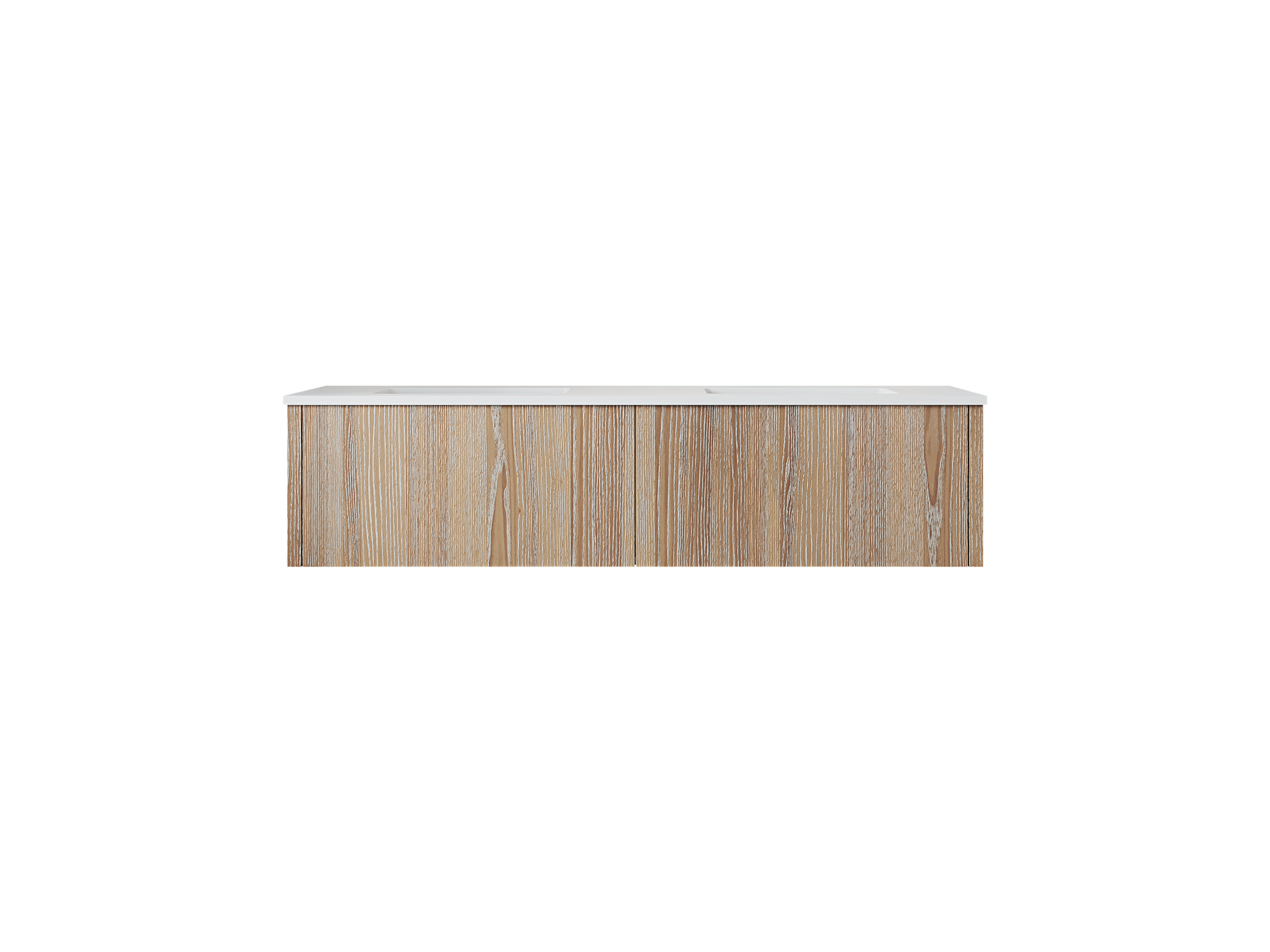 Legno 60" Carbon Oak Double Sink Bathroom Vanity with Matte White VIVA Stone Solid Surface Countertop