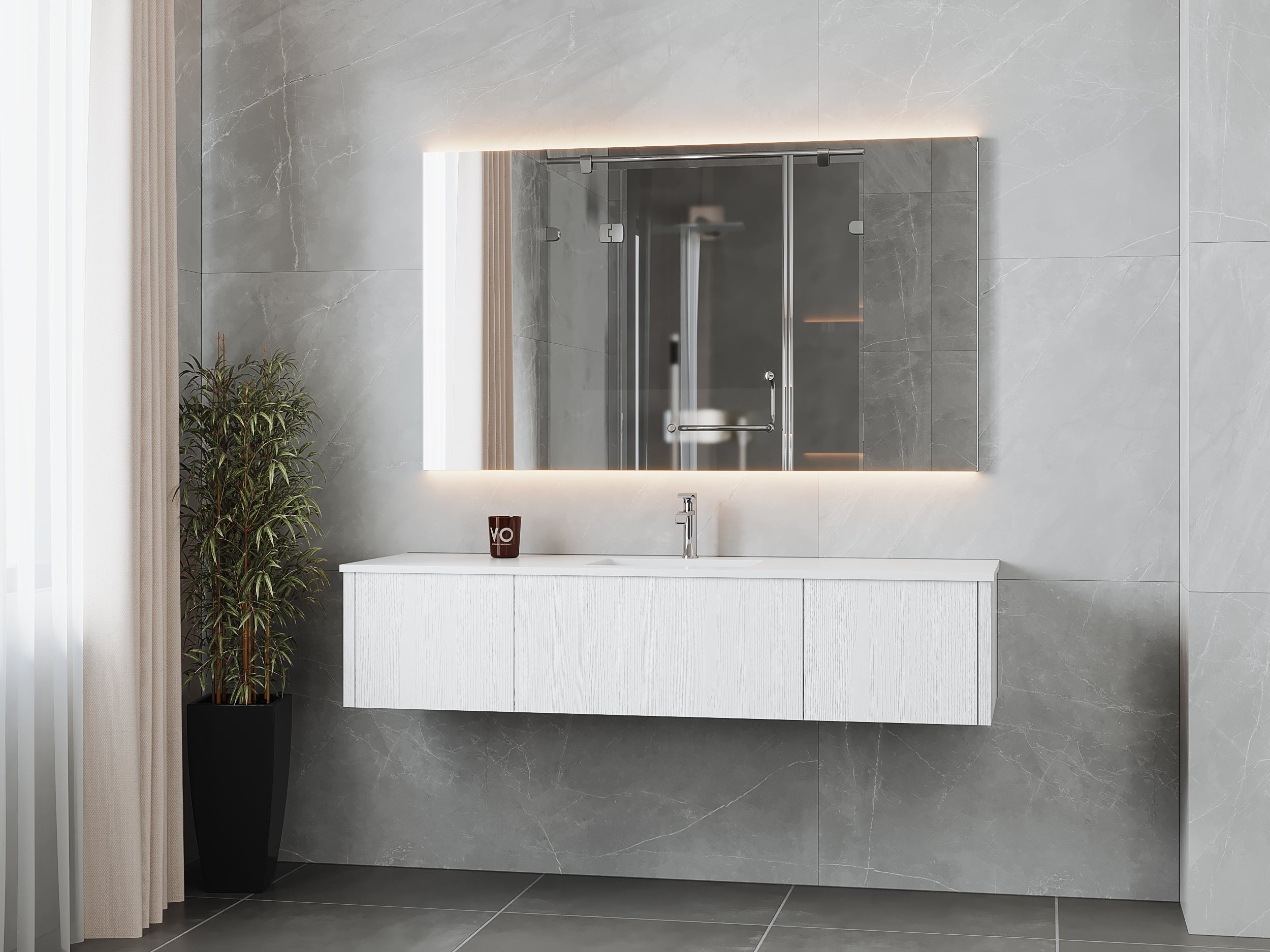 Legno 66" Bathroom Vanity with Matte White VIVA Stone Solid Surface Countertop