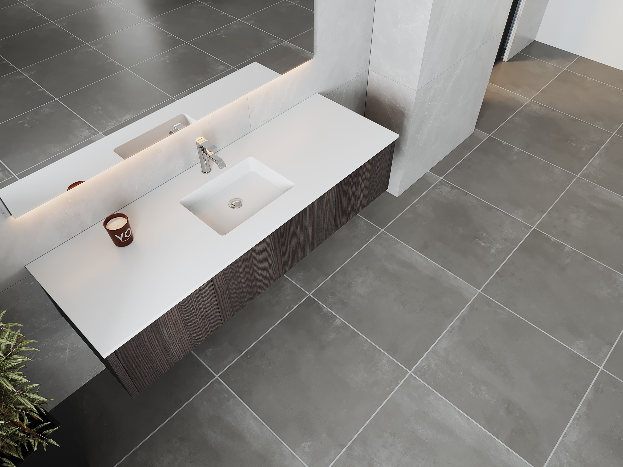 Legno 66" Bathroom Vanity with Matte White VIVA Stone Solid Surface Countertop