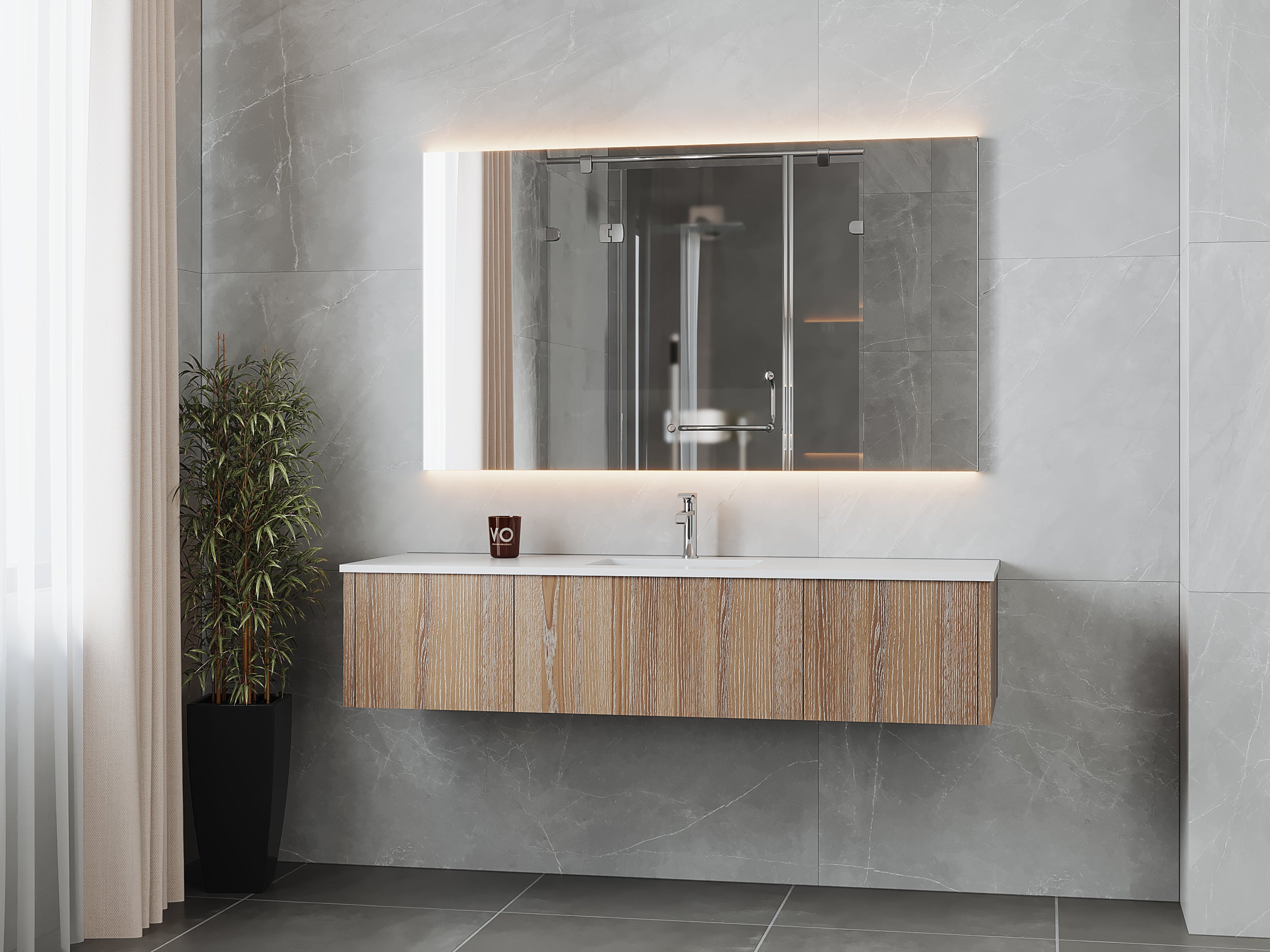 Legno 66" Bathroom Vanity with Matte White VIVA Stone Solid Surface Countertop