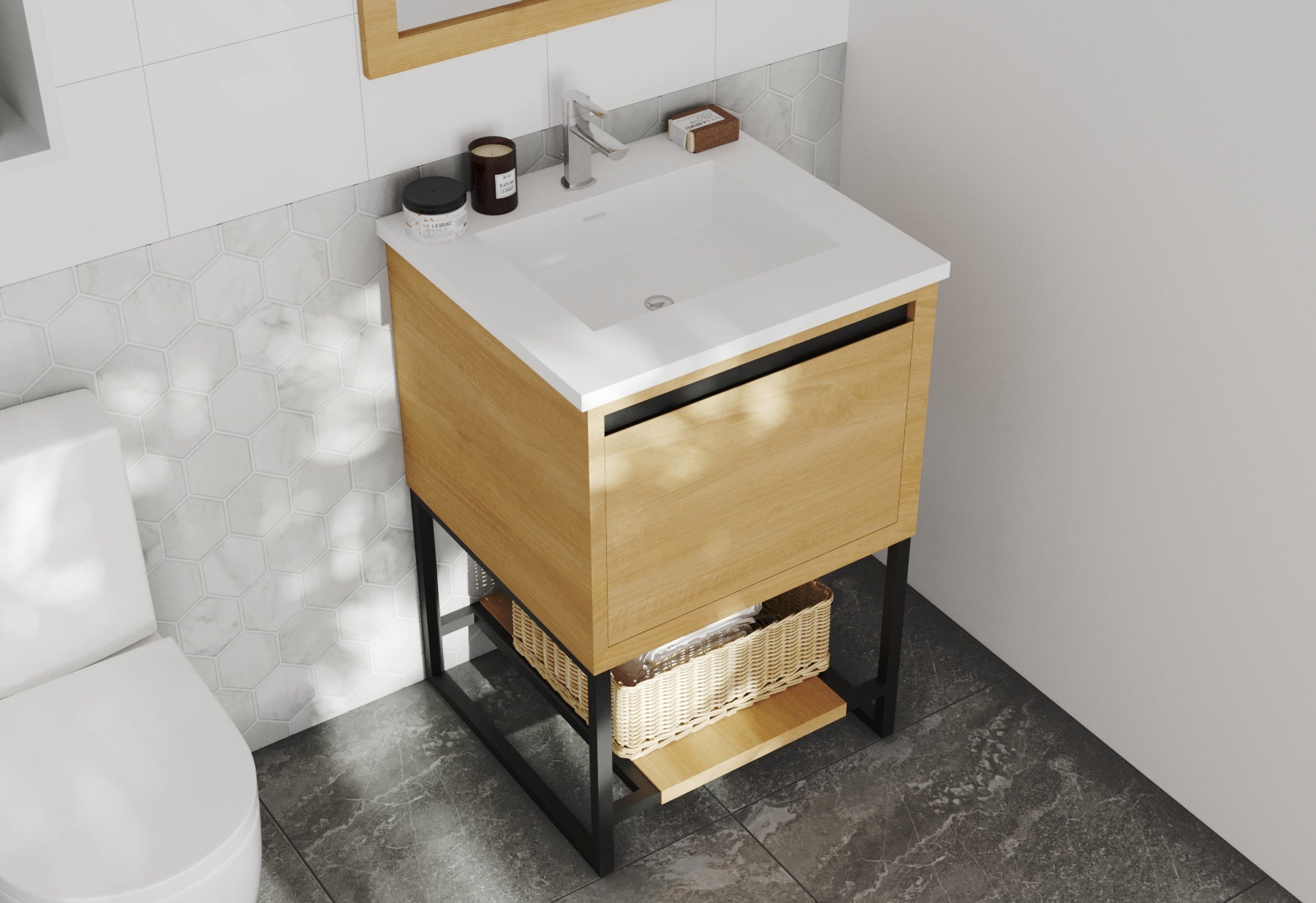 Alto 24" California White Oak Bathroom Vanity with Countertop