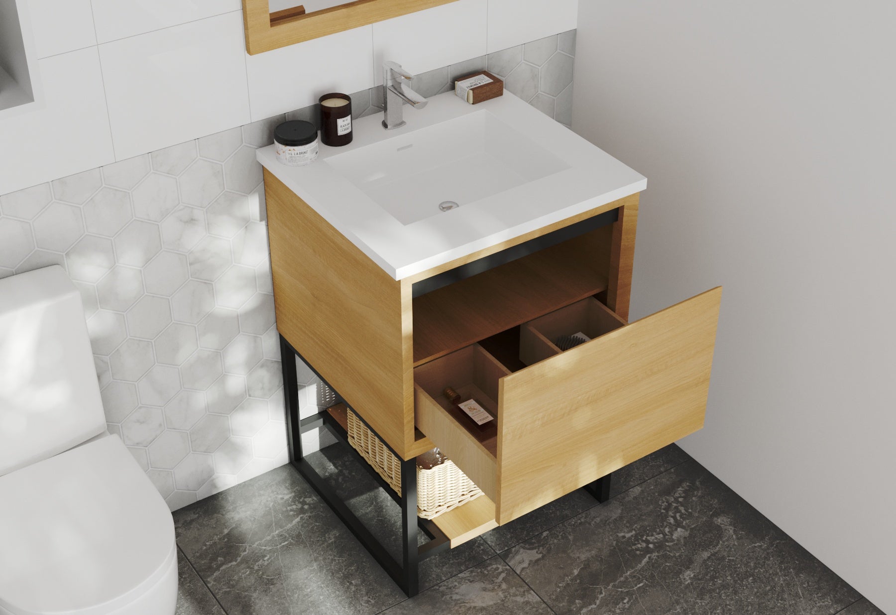 Alto 24" California White Oak Bathroom Vanity with Countertop