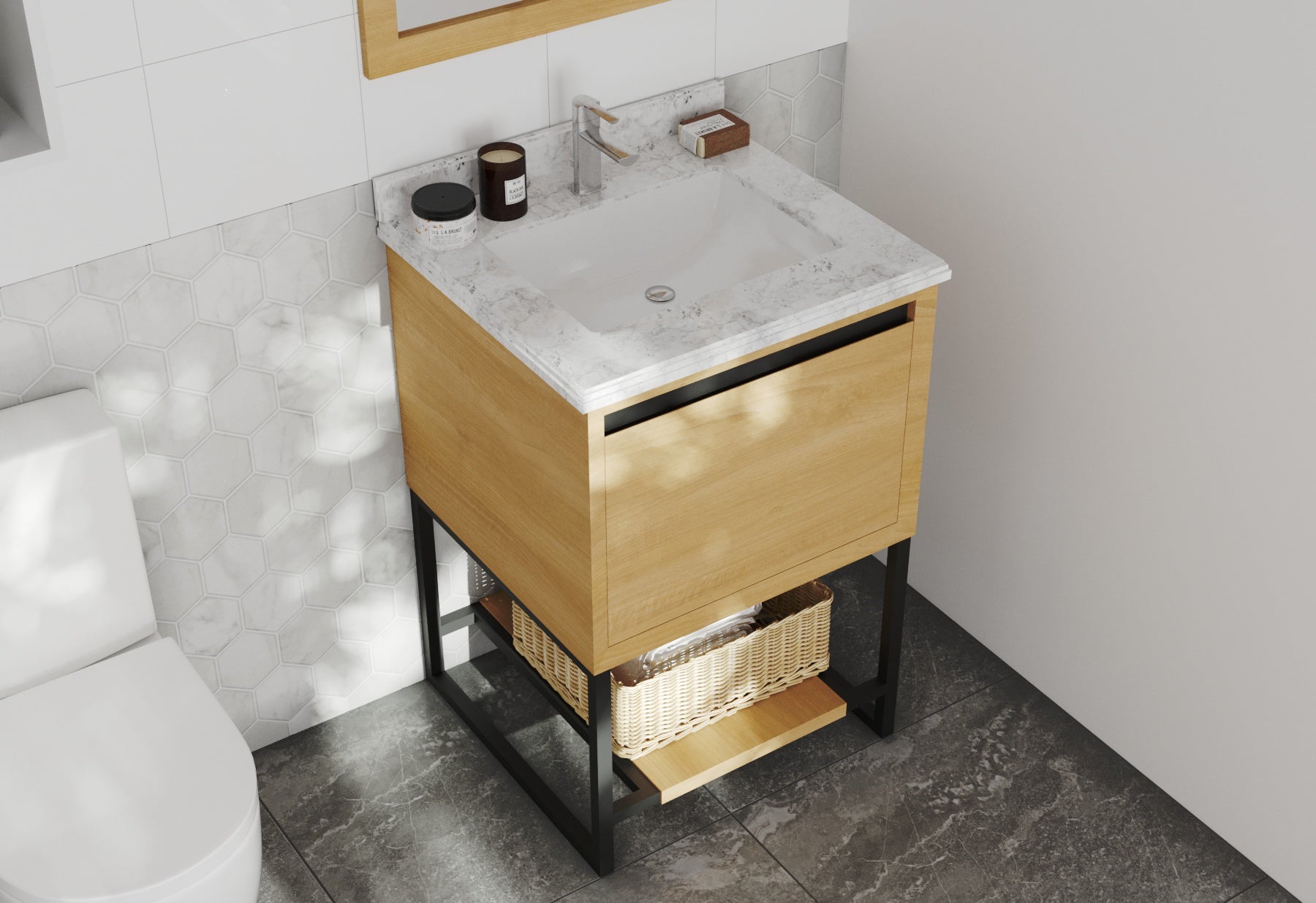 Alto 24" California White Oak Bathroom Vanity with Countertop