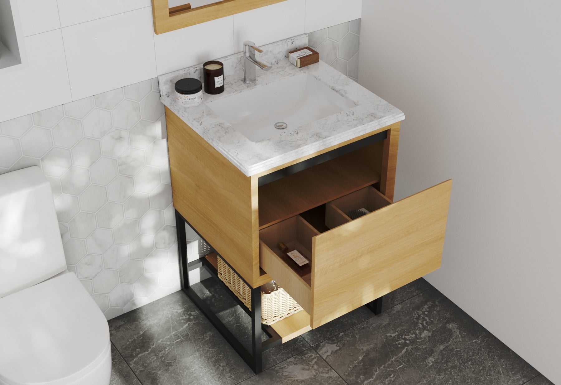 Alto 24" California White Oak Bathroom Vanity with Countertop