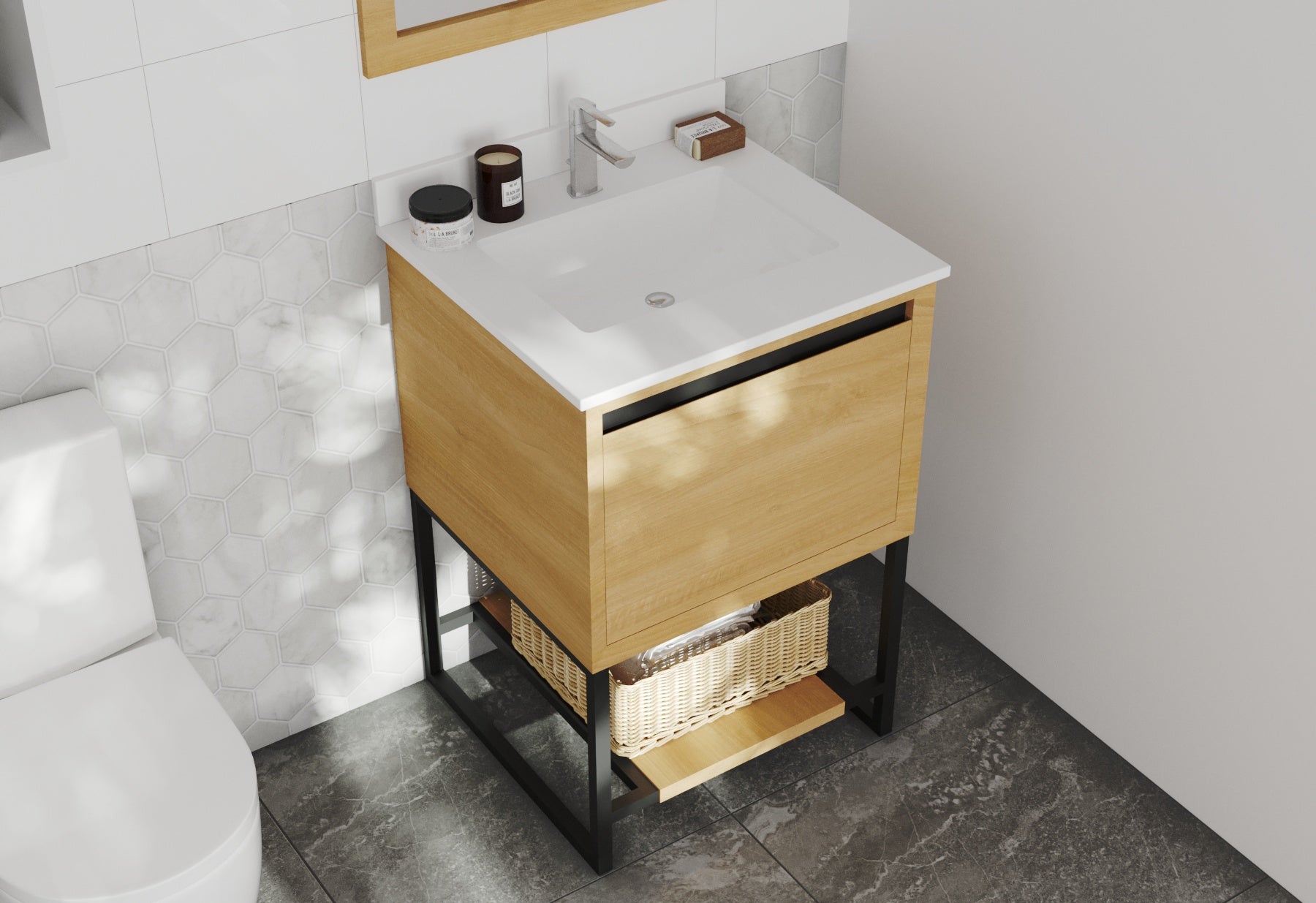 Alto 24" California White Oak Bathroom Vanity with Countertop