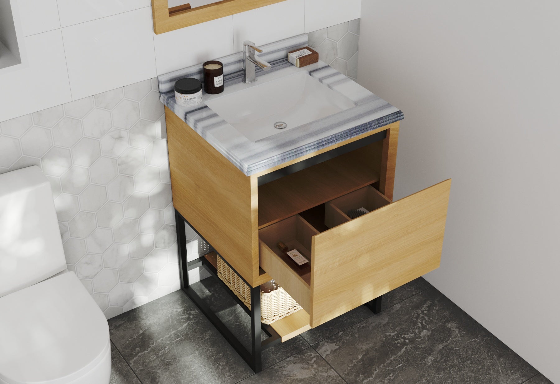 Alto 24" California White Oak Bathroom Vanity with Countertop