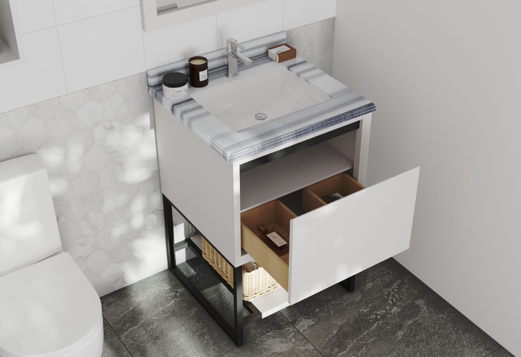 Alto 24" White Bathroom Vanity with Countertop