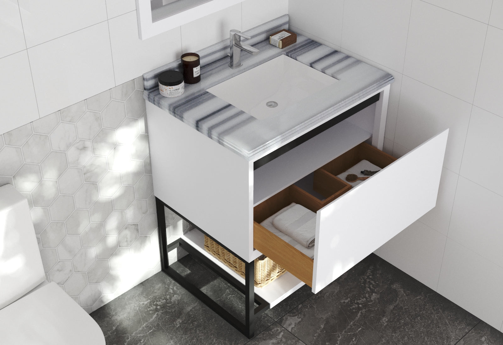Alto 30" White Bathroom Vanity with Countertop
