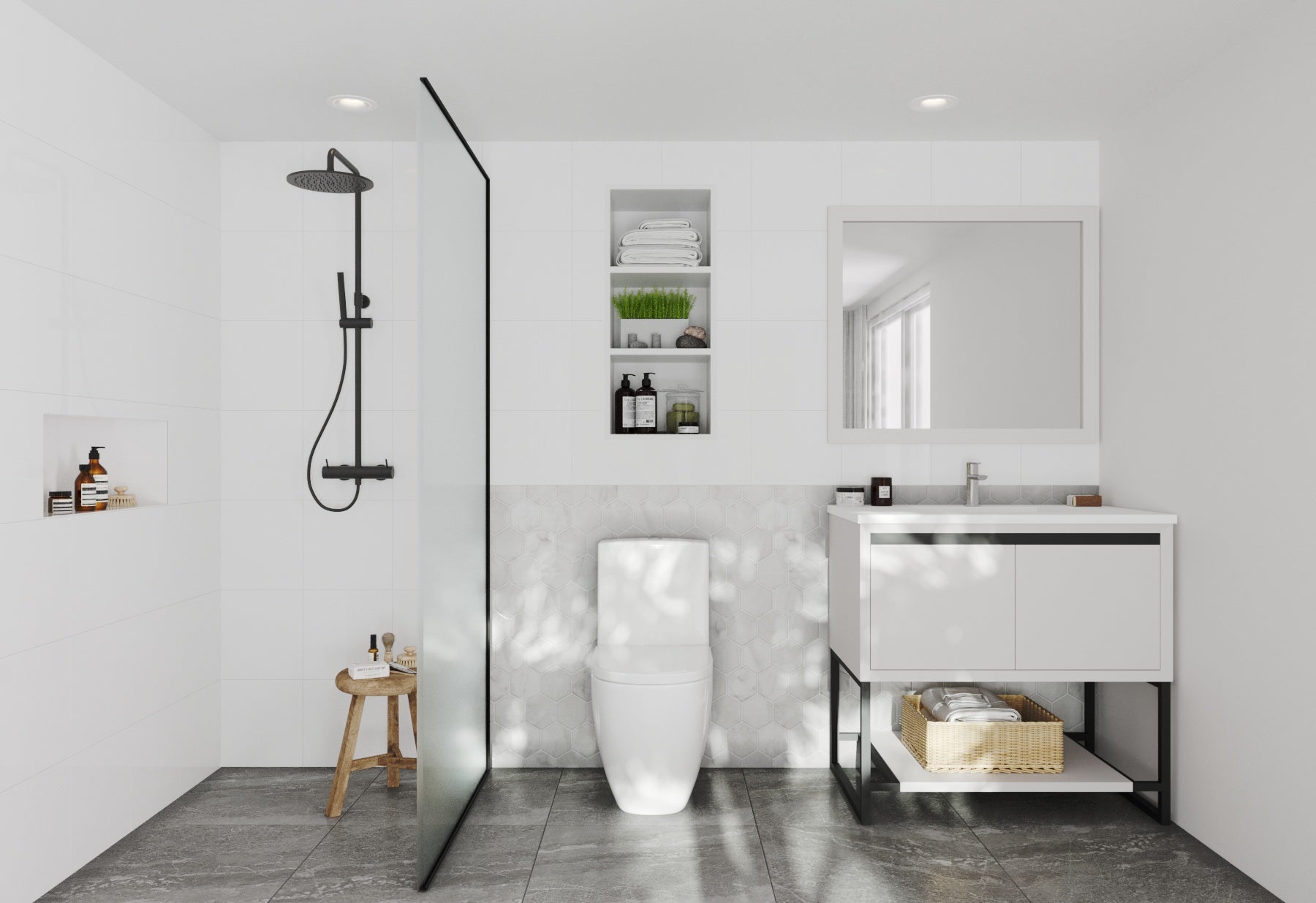 Alto 36" White Bathroom Vanity with Countertop
