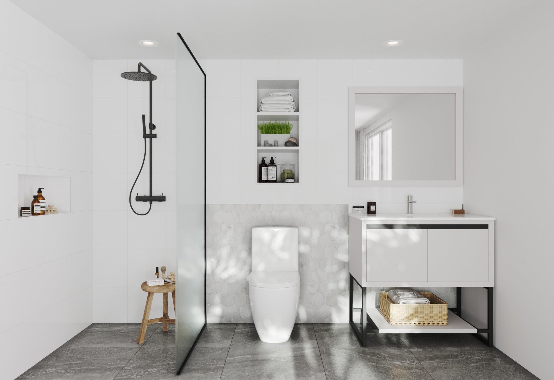 Alto 36" White Bathroom Vanity with Countertop