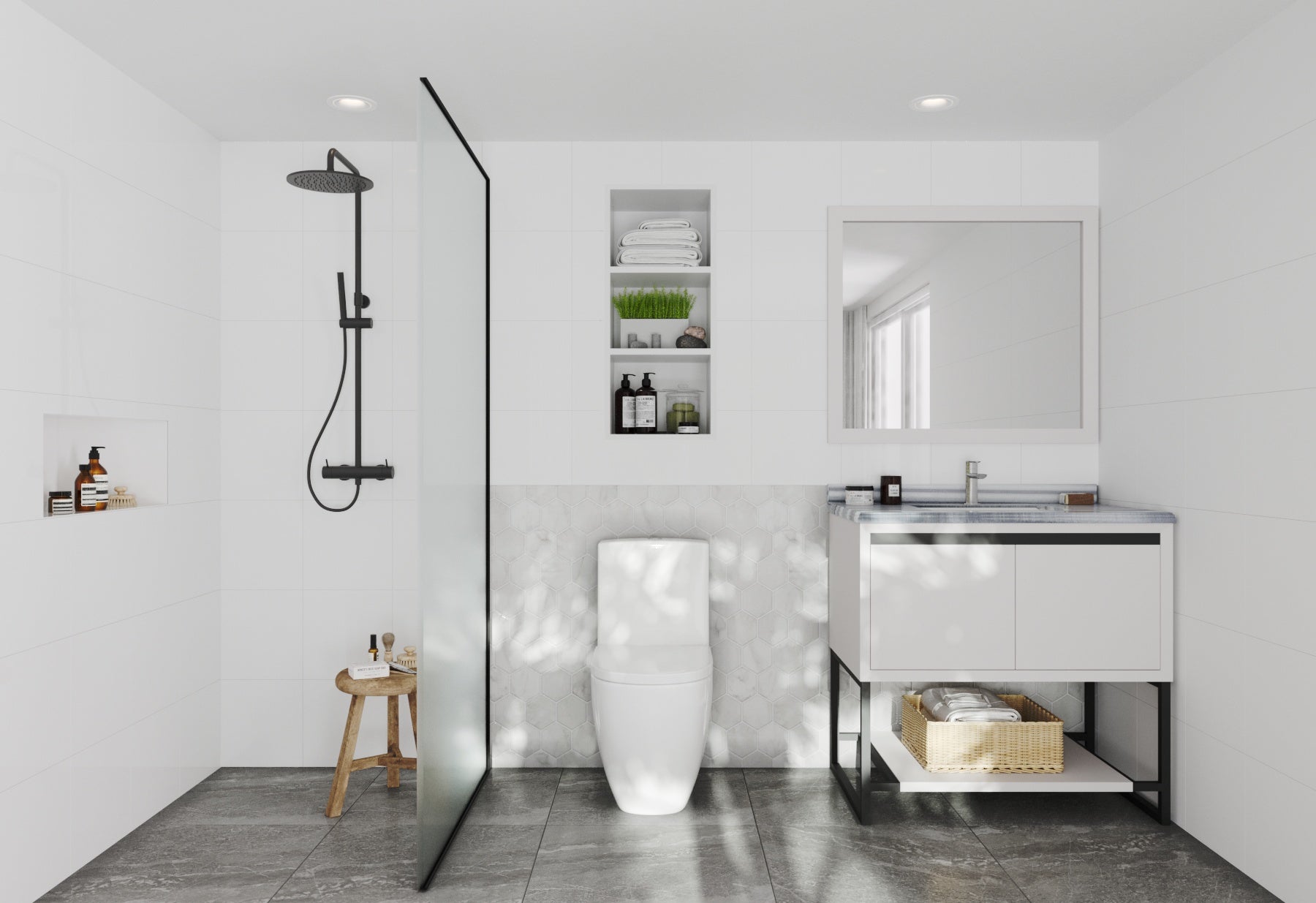 Alto 36" White Bathroom Vanity with Countertop