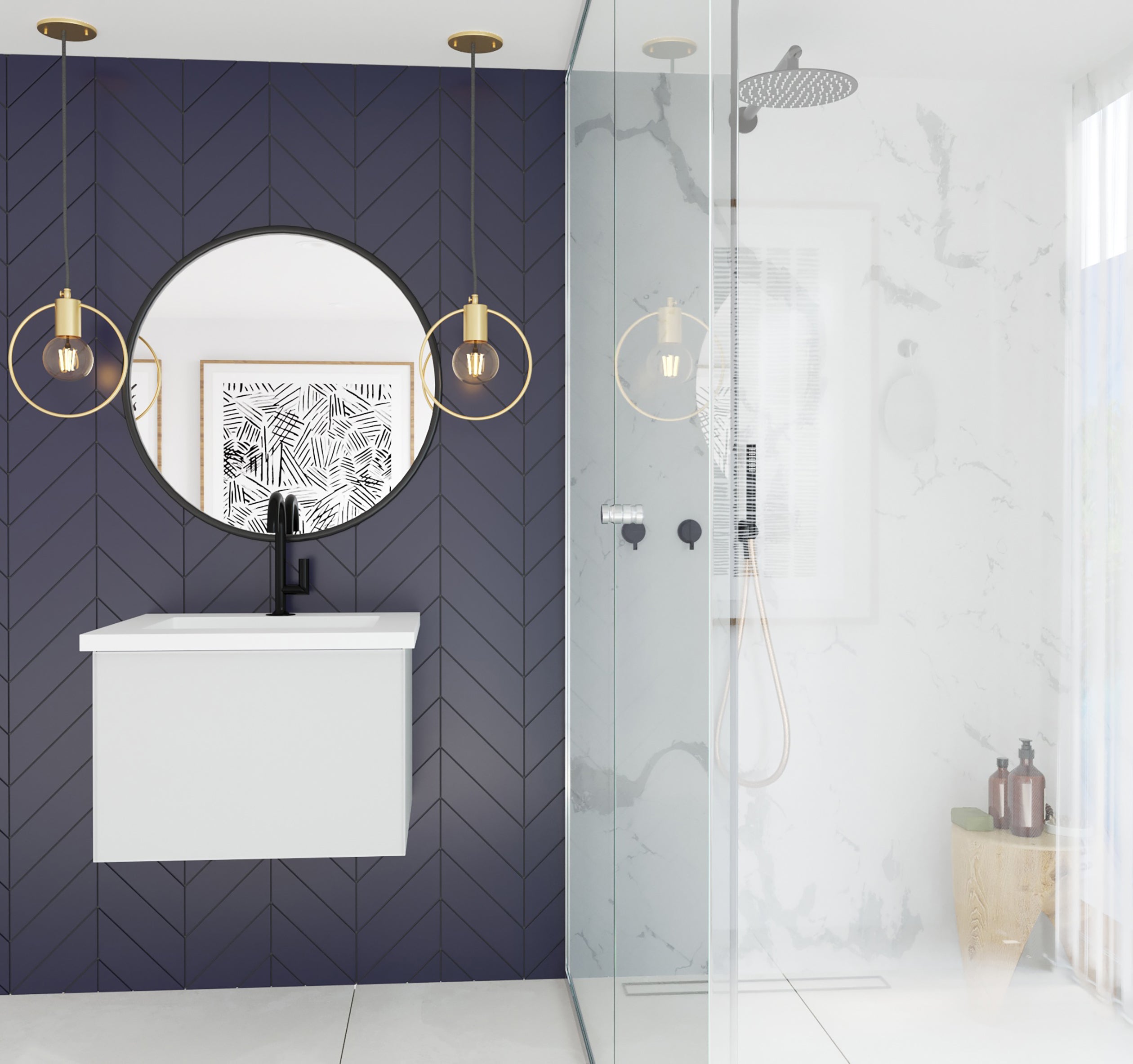 Vitri 24" Bathroom Vanity with VIVA Stone Matte White Solid Surface Countertop