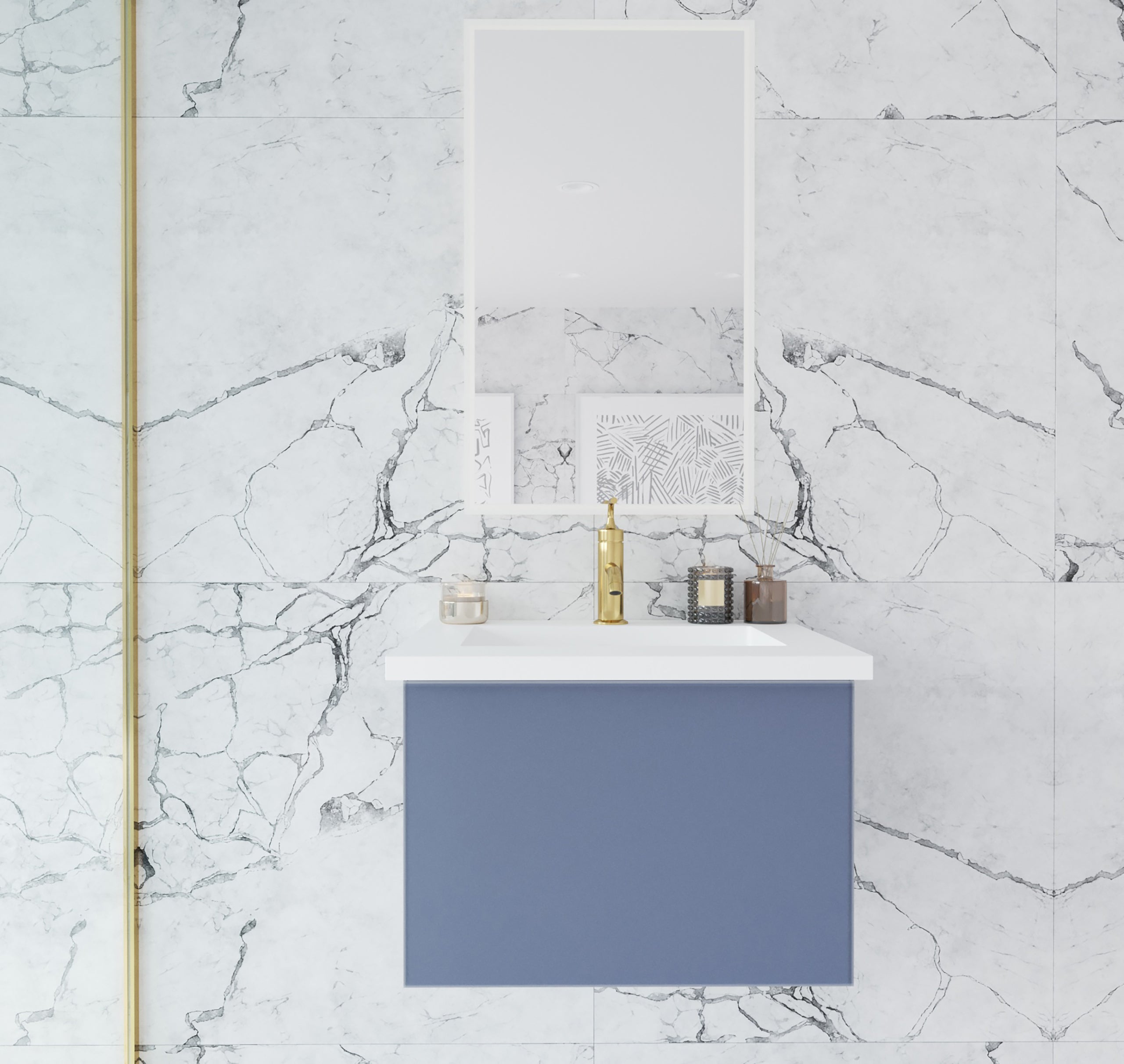 Vitri 24" Bathroom Vanity with VIVA Stone Matte White Solid Surface Countertop