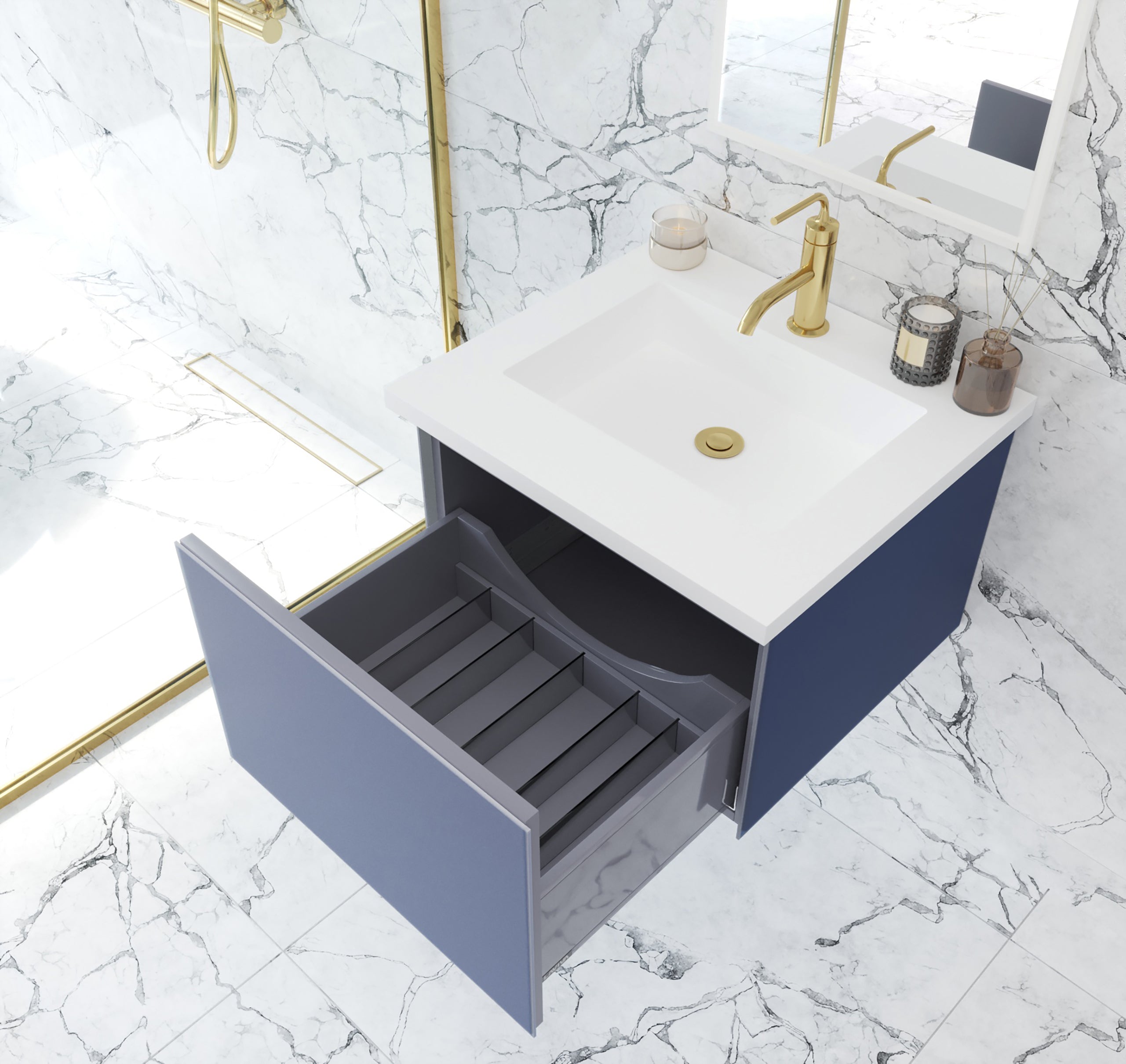 Vitri 24" Bathroom Vanity with VIVA Stone Matte White Solid Surface Countertop