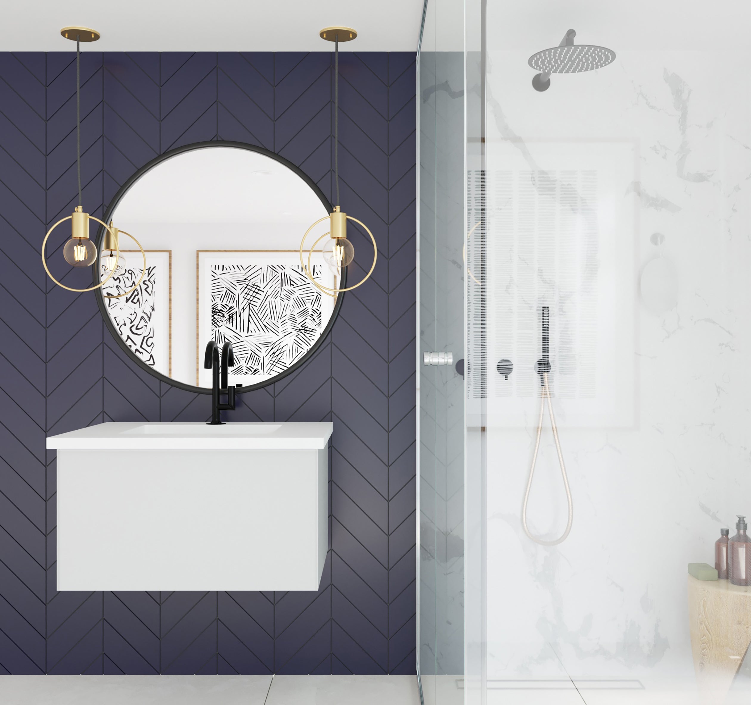 Vitri 30" Bathroom Vanity with VIVA Stone Matte White Solid Surface Countertop