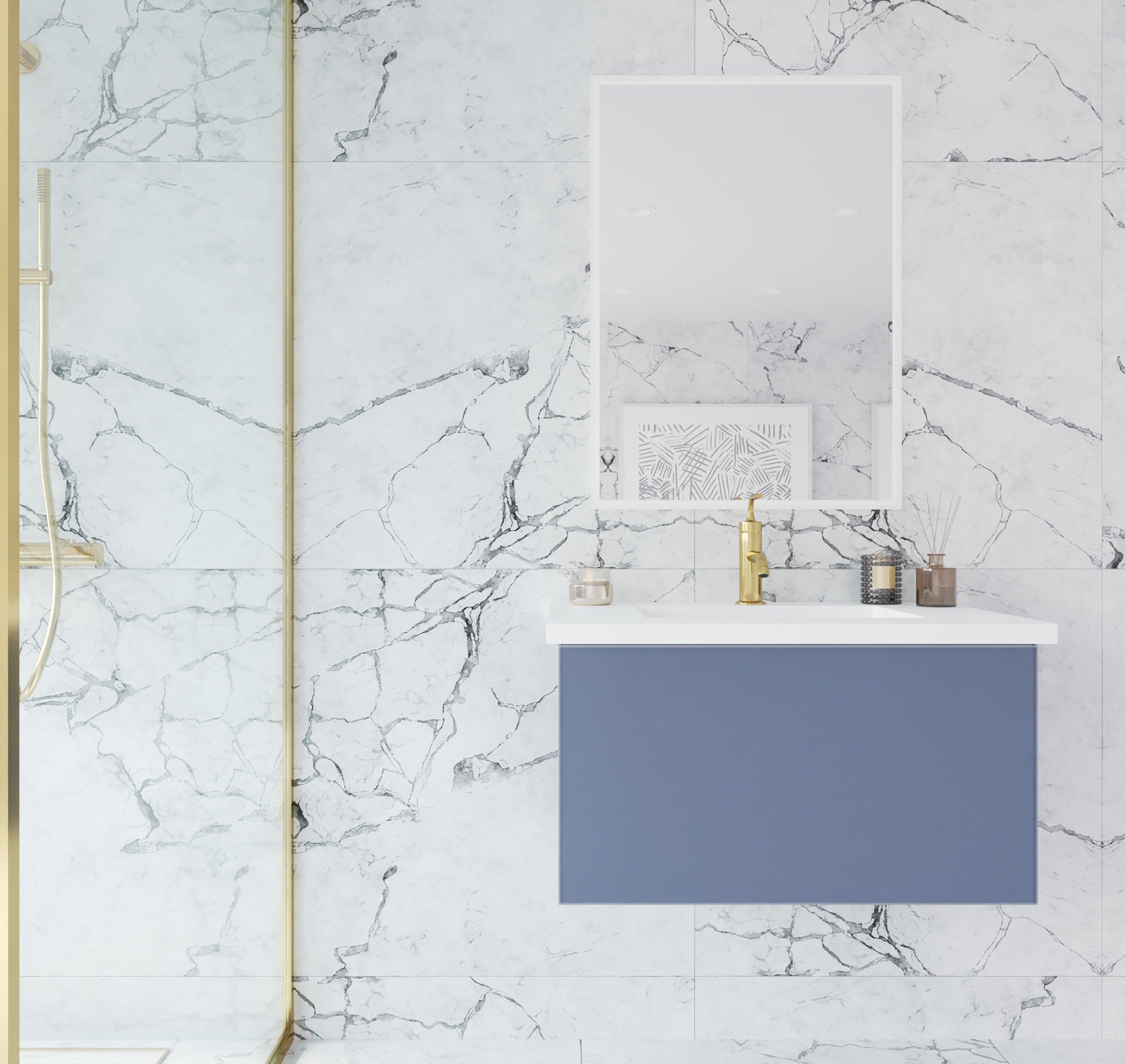 Vitri 30" Bathroom Vanity with VIVA Stone Matte White Solid Surface Countertop