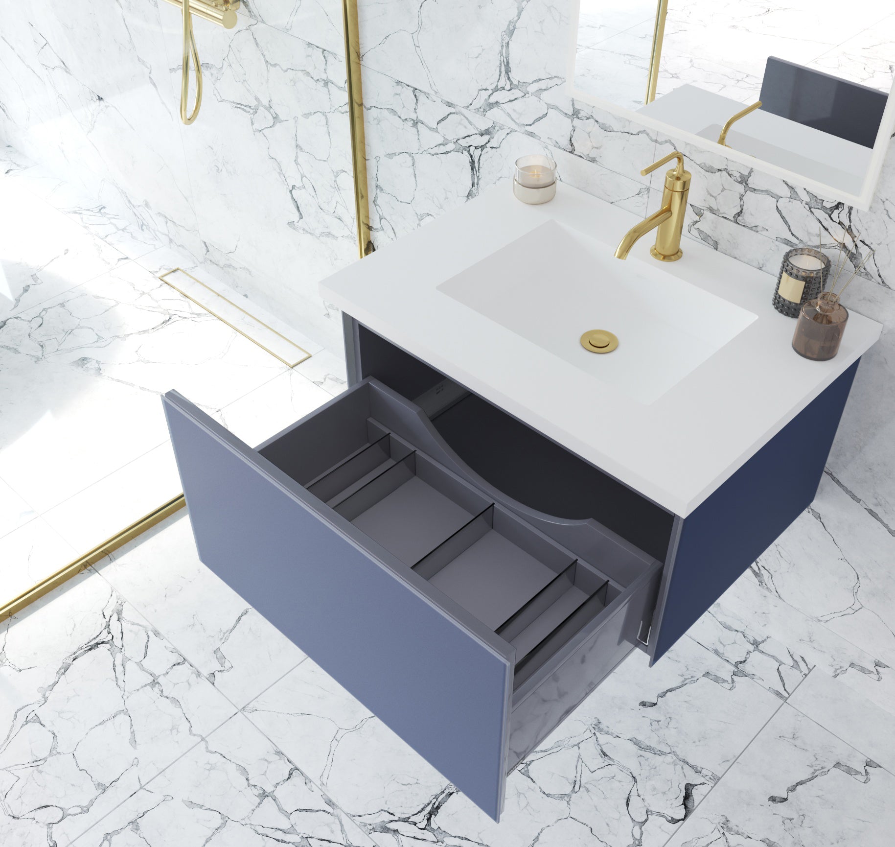 Vitri 30" Bathroom Vanity with VIVA Stone Matte White Solid Surface Countertop