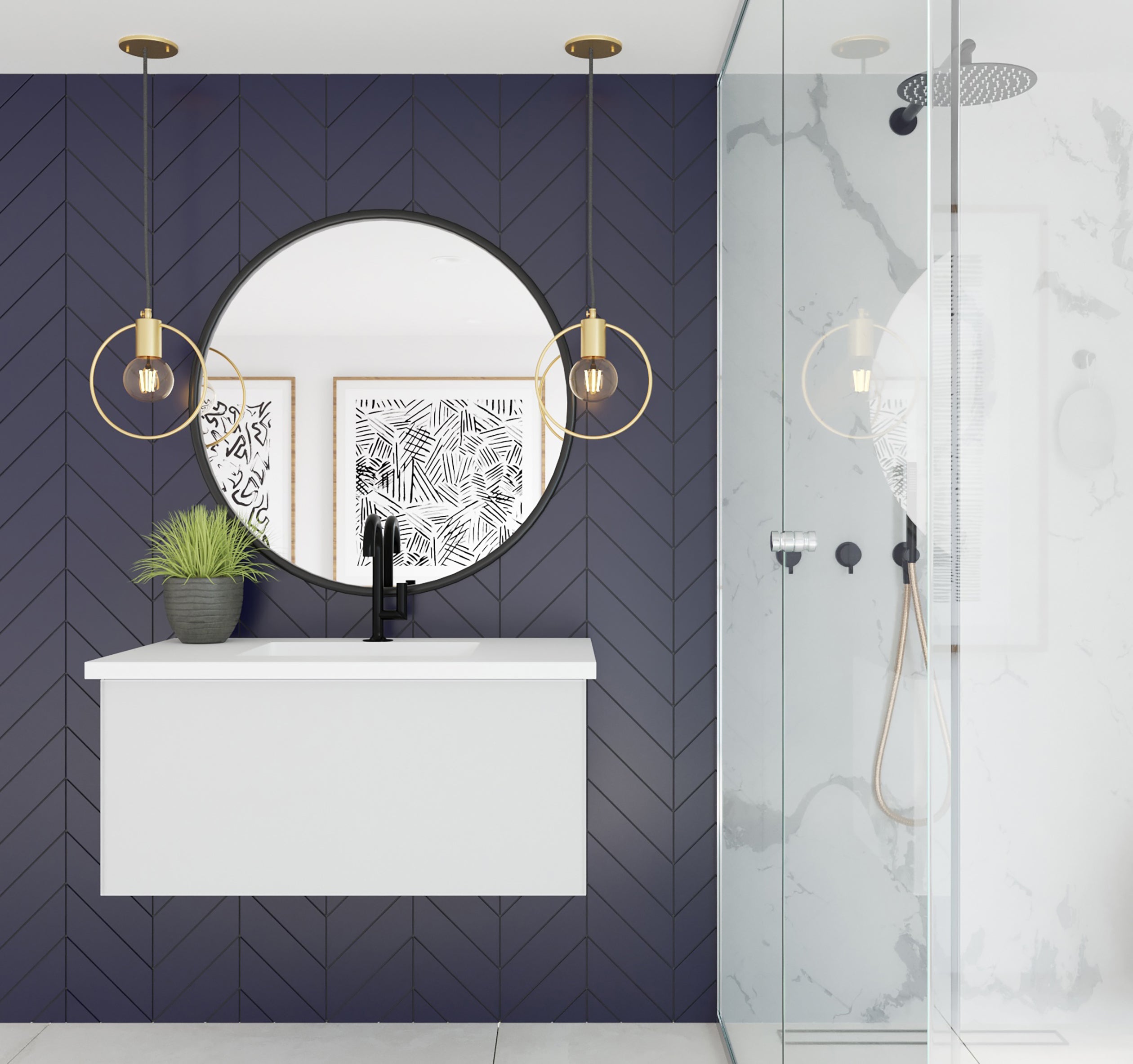 Vitri 36" Bathroom Vanity with VIVA Stone Matte White Solid Surface Countertop