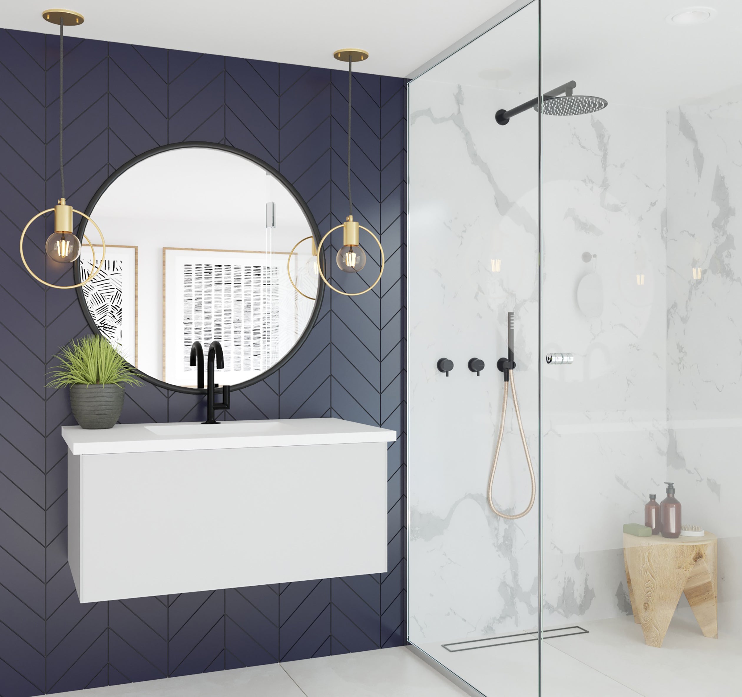 Vitri 36" Bathroom Vanity with VIVA Stone Matte White Solid Surface Countertop