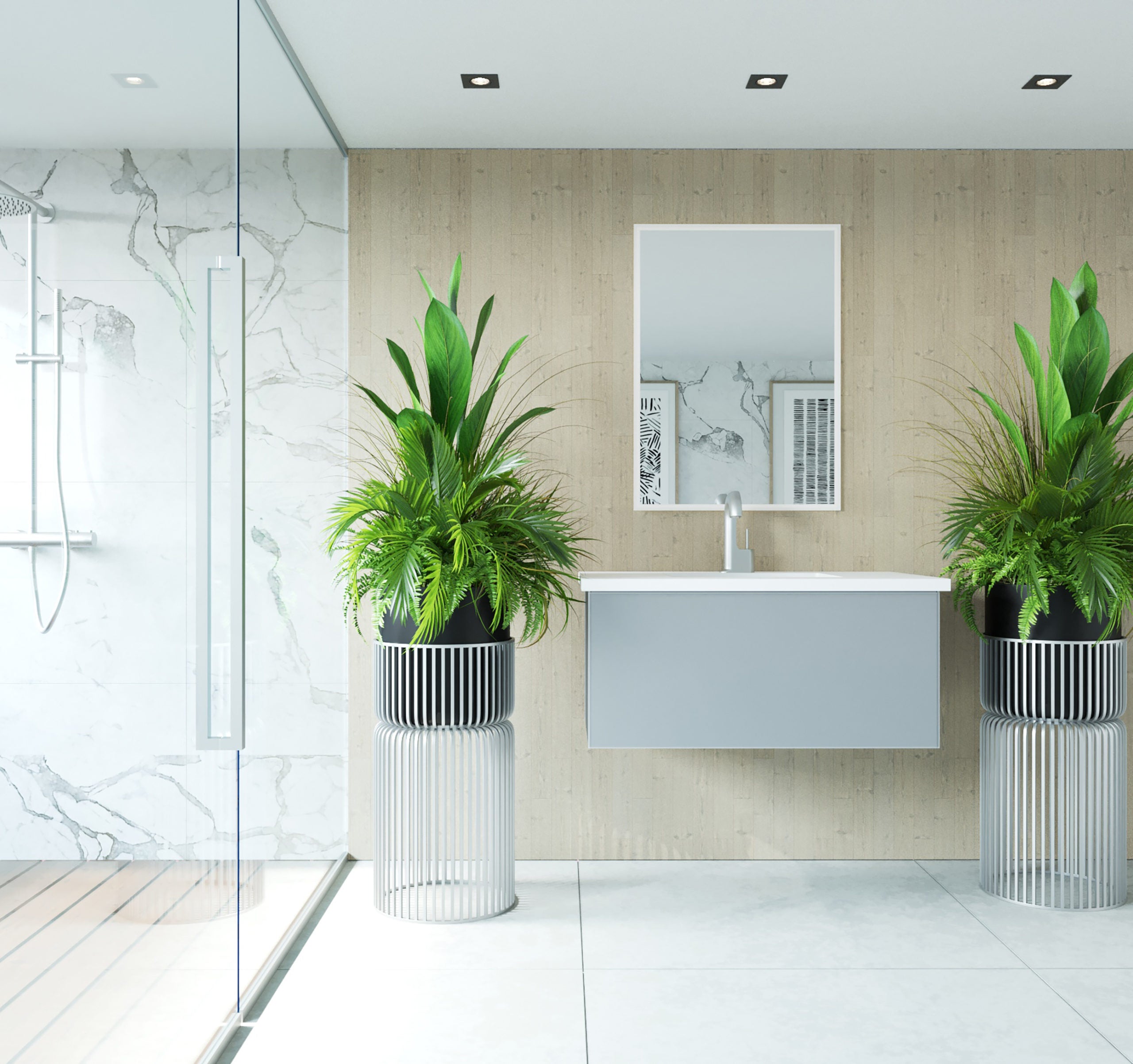 Vitri 36" Bathroom Vanity with VIVA Stone Matte White Solid Surface Countertop