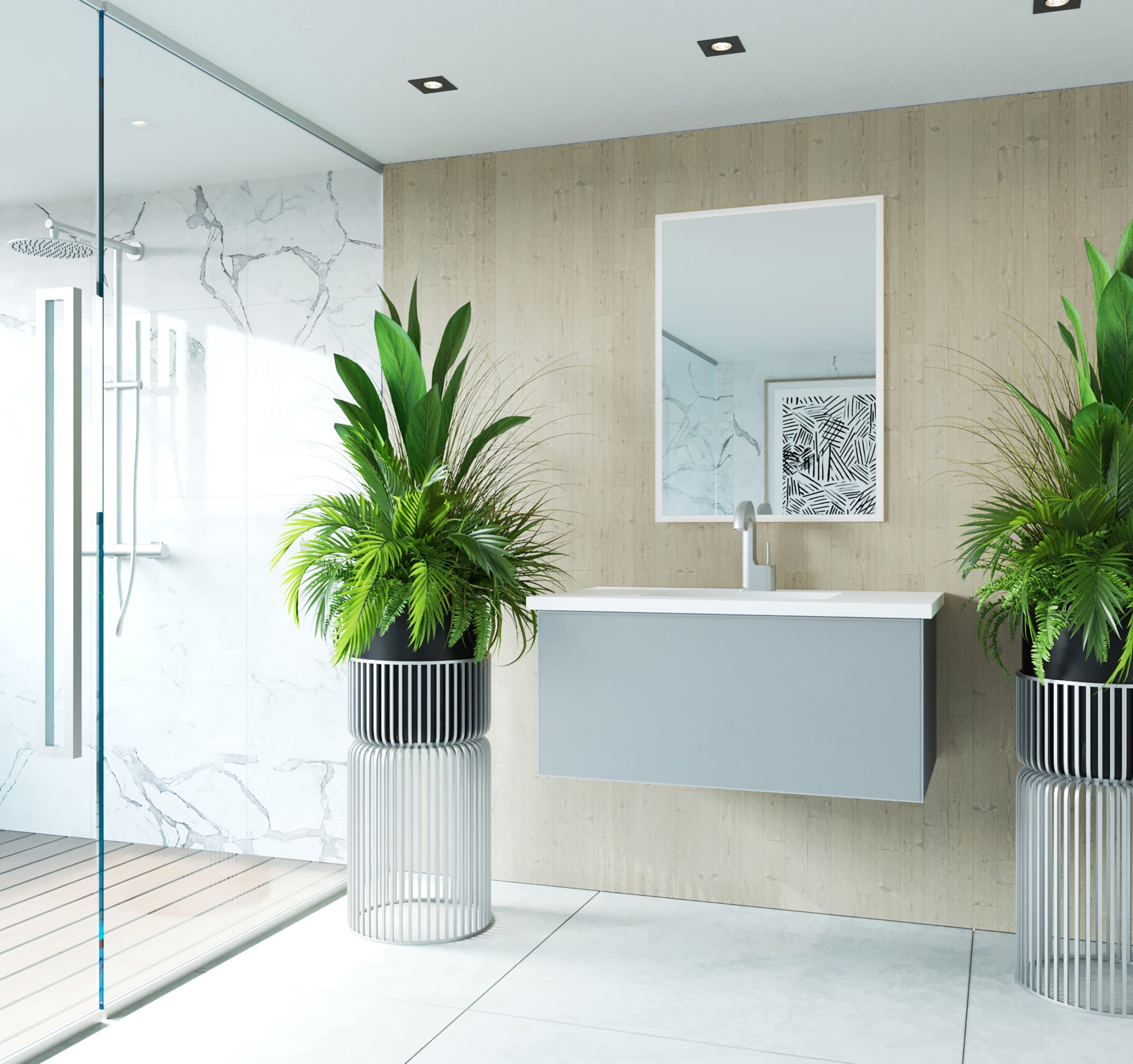 Vitri 36" Bathroom Vanity with VIVA Stone Matte White Solid Surface Countertop
