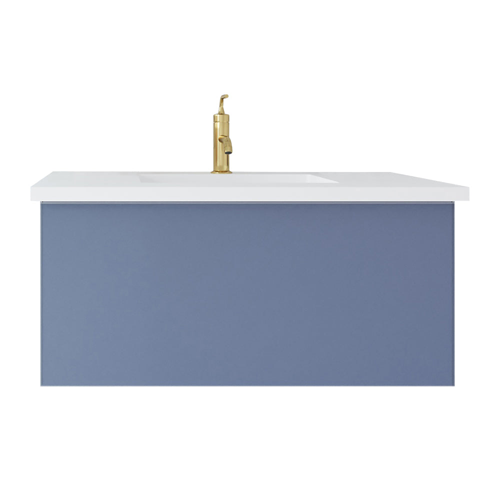 Vitri 36" Bathroom Vanity with VIVA Stone Matte White Solid Surface Countertop