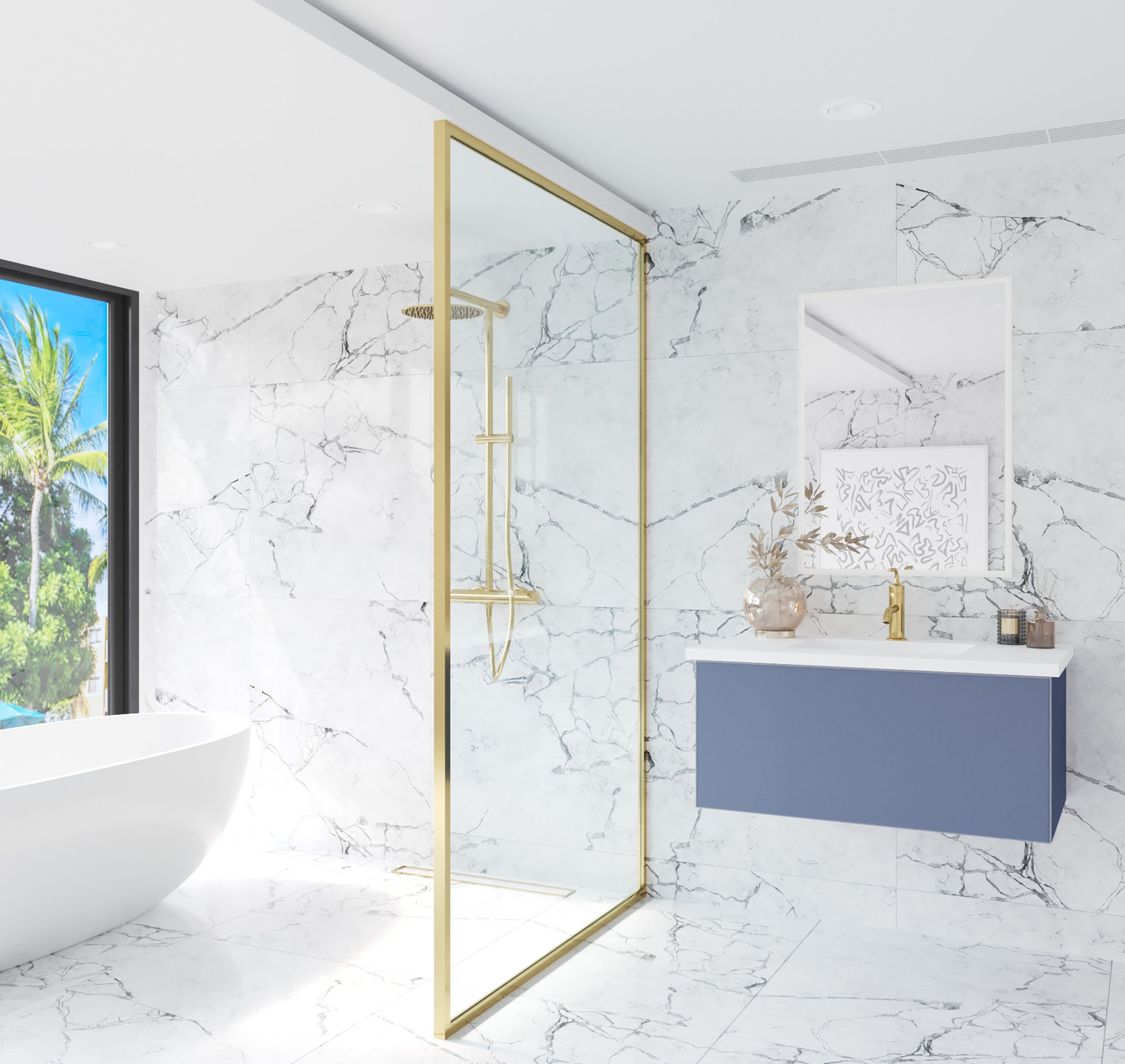 Vitri 36" Bathroom Vanity with VIVA Stone Matte White Solid Surface Countertop