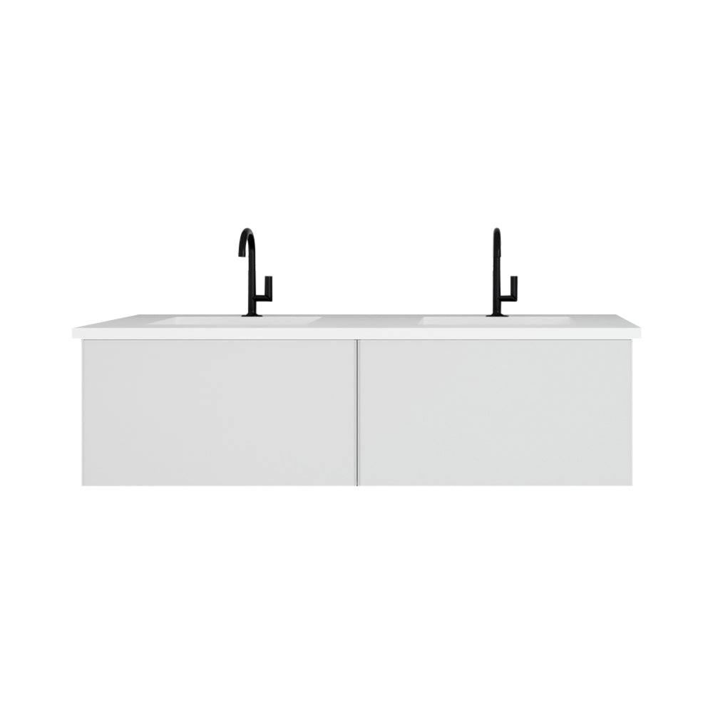 Vitri 60" Double Sink Bathroom Vanity with VIVA Stone Matte White Solid Surface Countertop