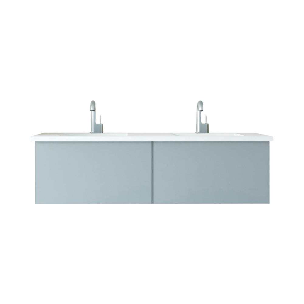 Vitri 60" Double Sink Bathroom Vanity with VIVA Stone Matte White Solid Surface Countertop