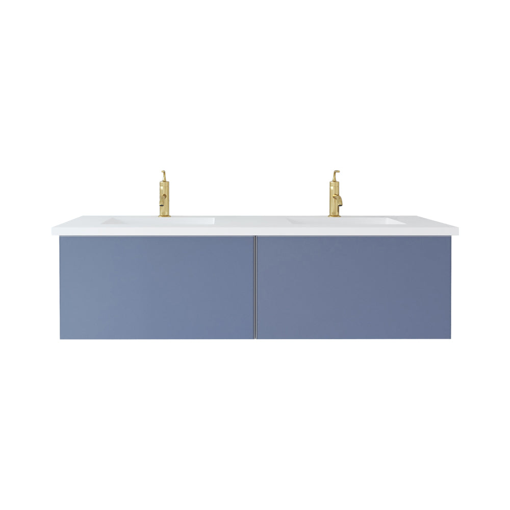 Vitri 60" Double Sink Bathroom Vanity with VIVA Stone Matte White Solid Surface Countertop