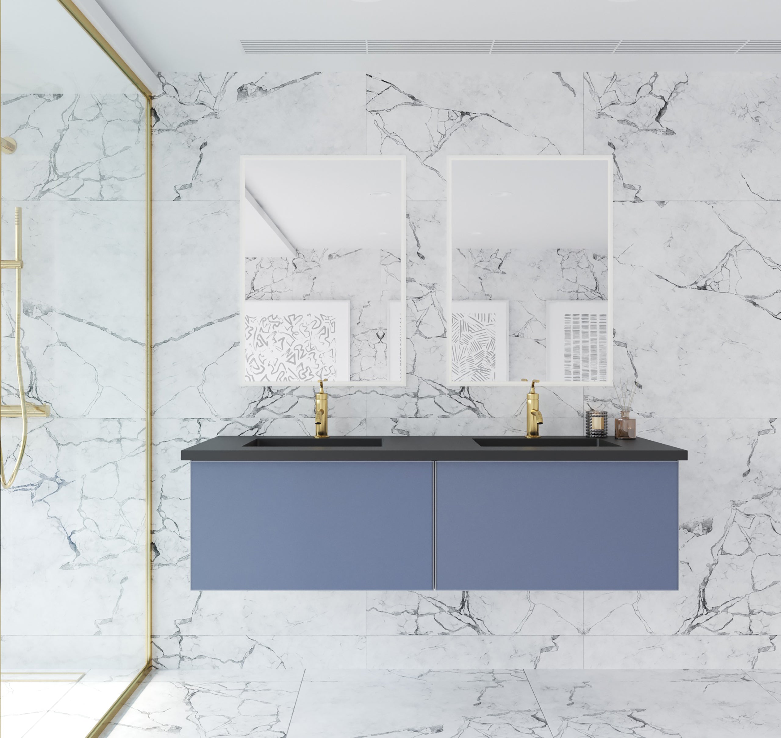 Vitri 60" Double Sink Wall Hung Bathroom Vanity Cabinet